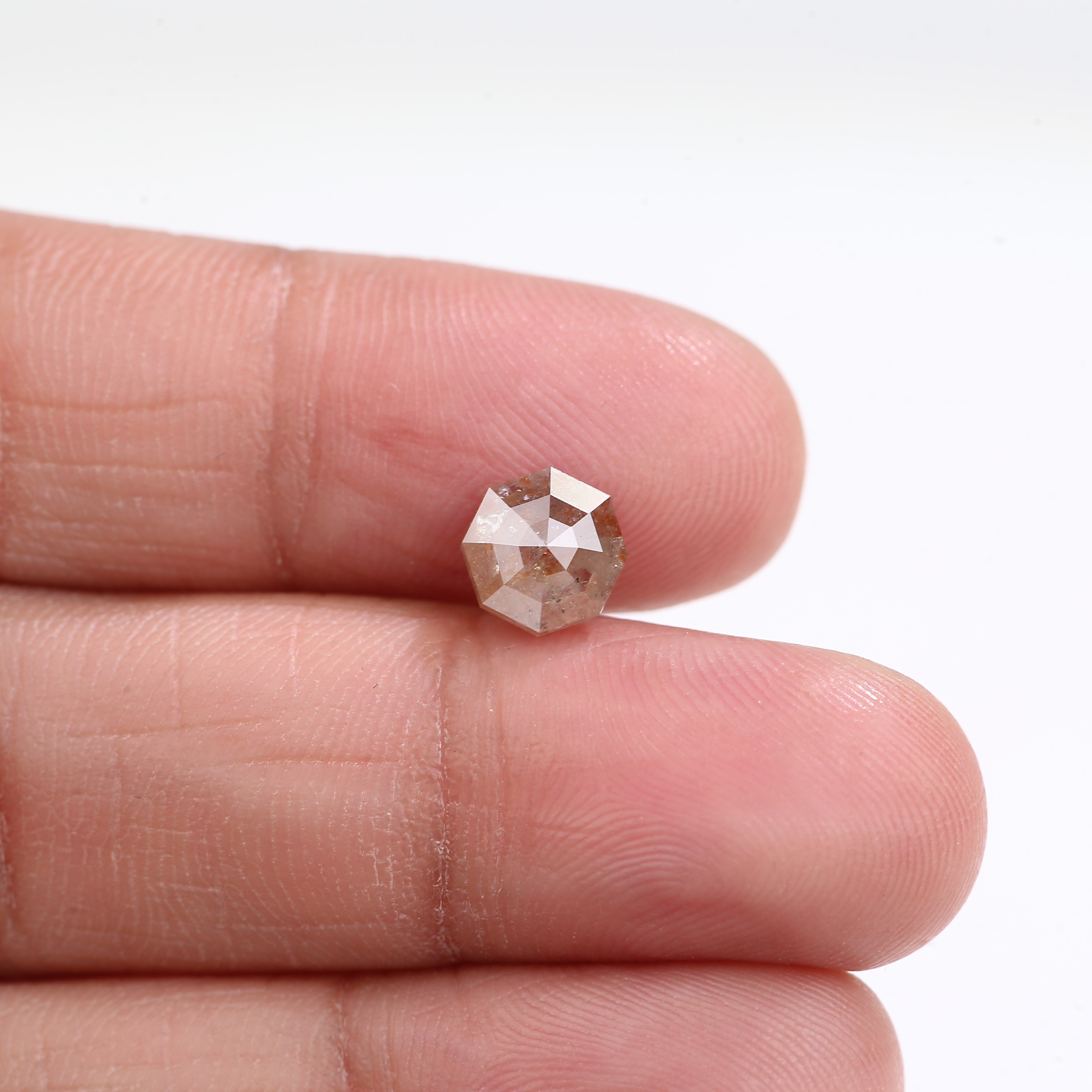 1.25 Carat Natural Orange Hexagon Cut Salt And Pepper Diamond 6.70 MM