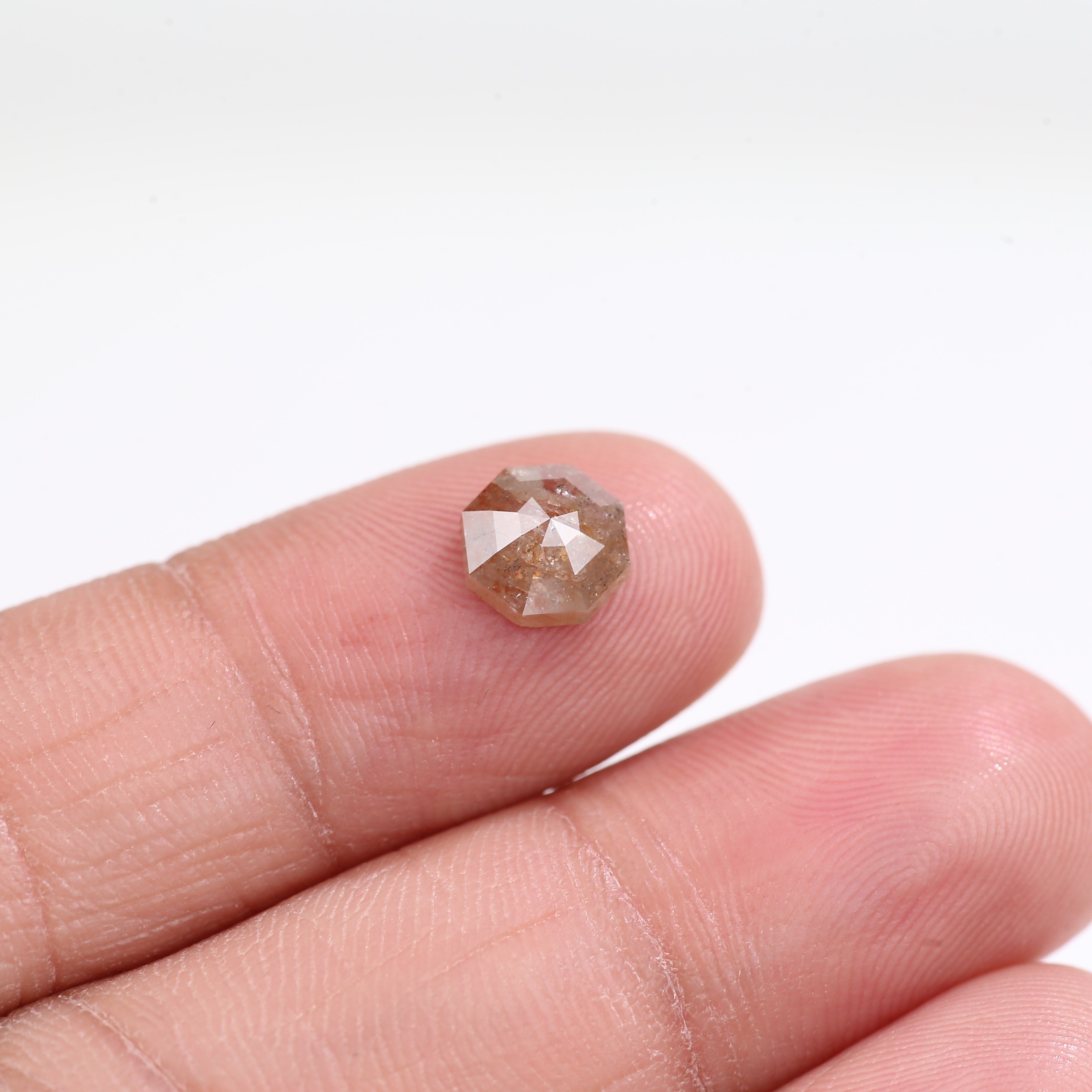 1.25 Carat Natural Orange Hexagon Cut Salt And Pepper Diamond 6.70 MM