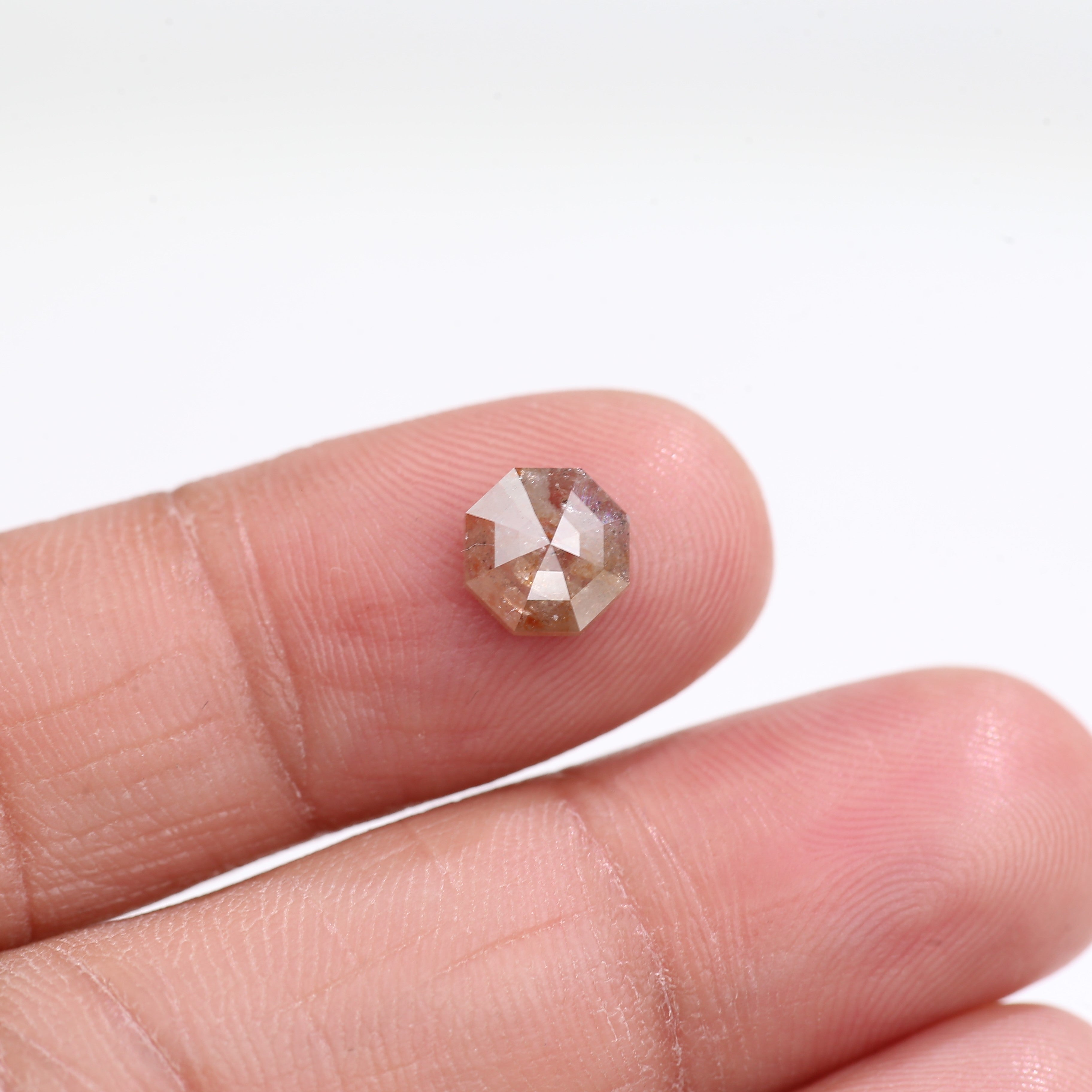 1.25 Carat Natural Orange Hexagon Cut Salt And Pepper Diamond 6.70 MM