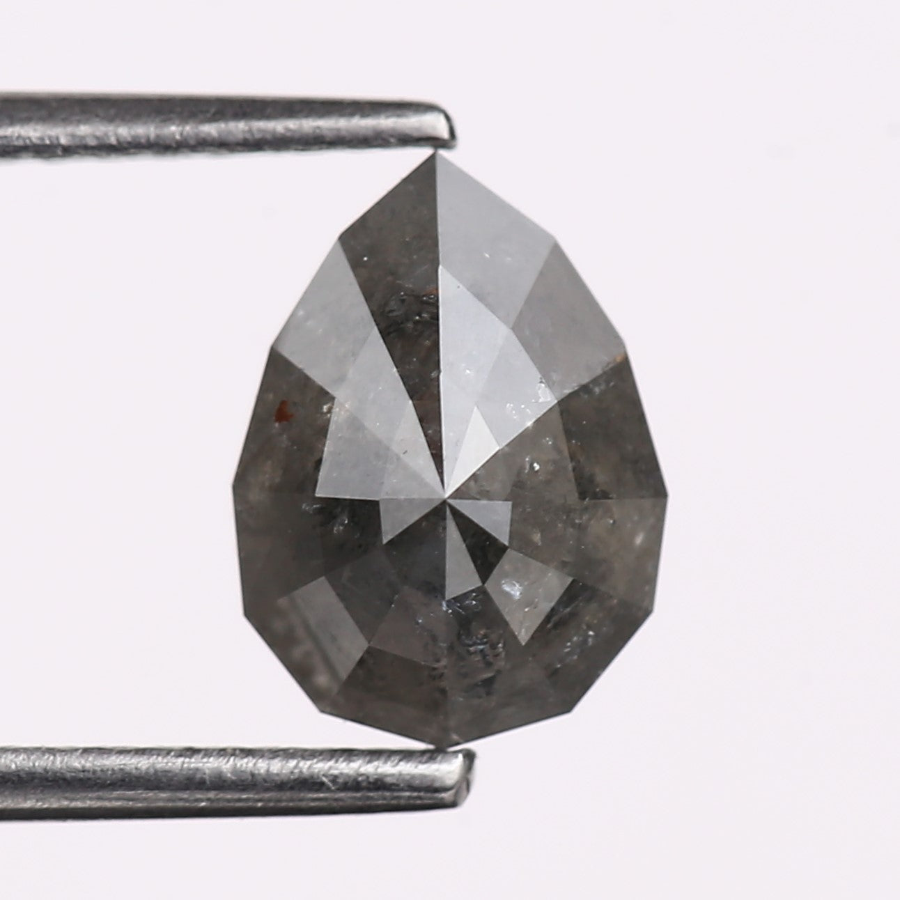 1.84 Carat Natural Gray Pear Cut Salt And Pepper Diamond 8.50 MM