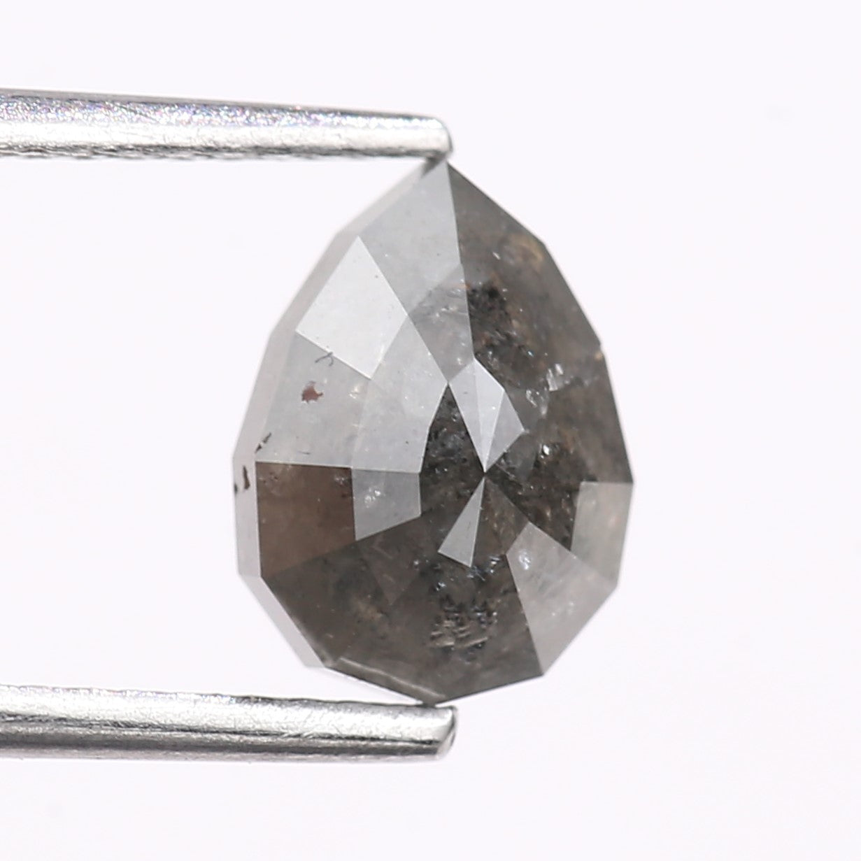 1.84 Carat Natural Gray Pear Cut Salt And Pepper Diamond 8.50 MM