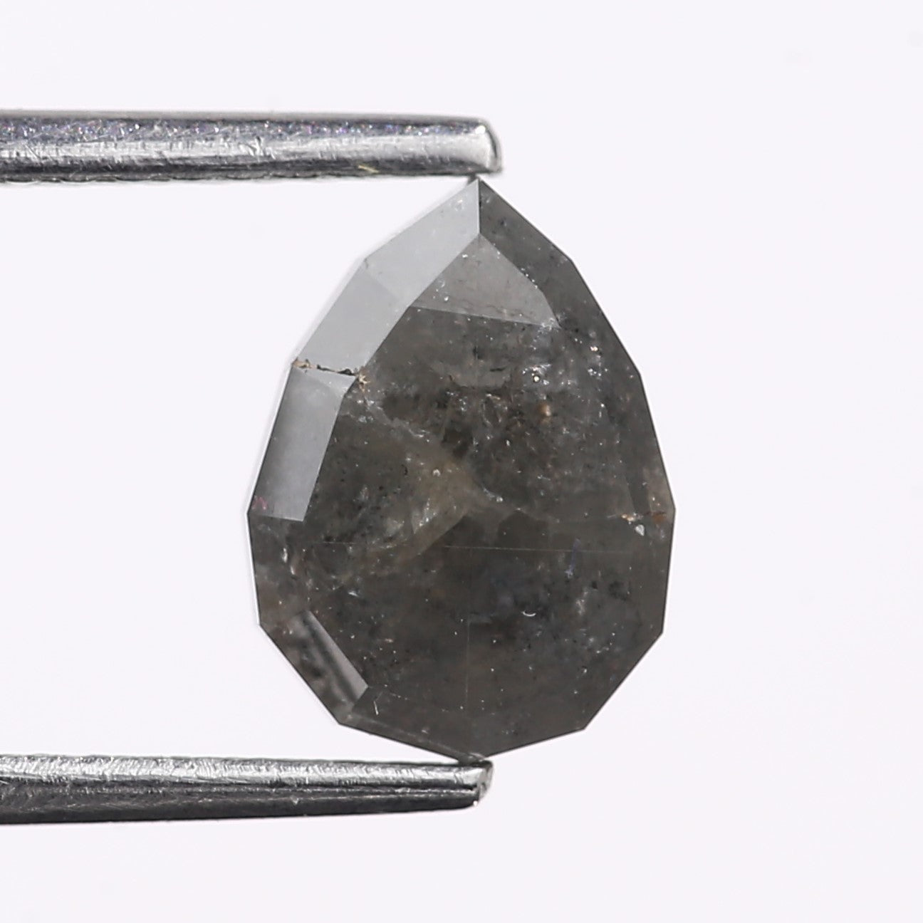 1.84 Carat Natural Gray Pear Cut Salt And Pepper Diamond 8.50 MM