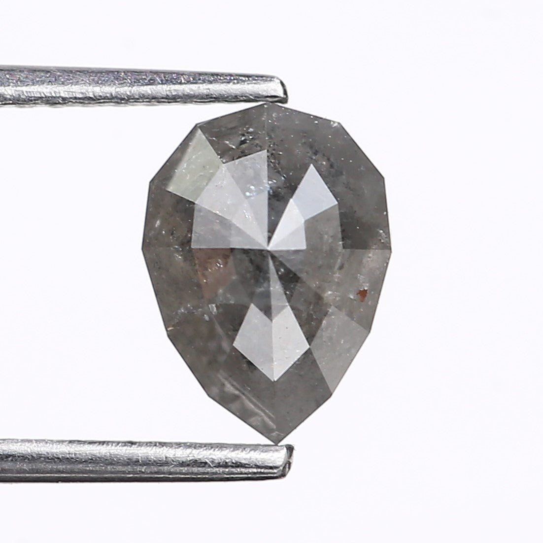 1.84 Carat Natural Gray Pear Cut Salt And Pepper Diamond 8.50 MM