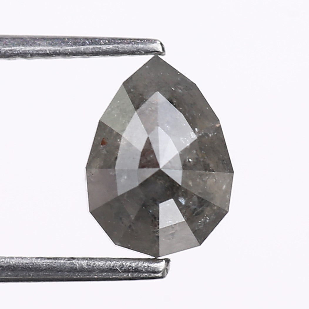 1.84 Carat Natural Gray Pear Cut Salt And Pepper Diamond 8.50 MM