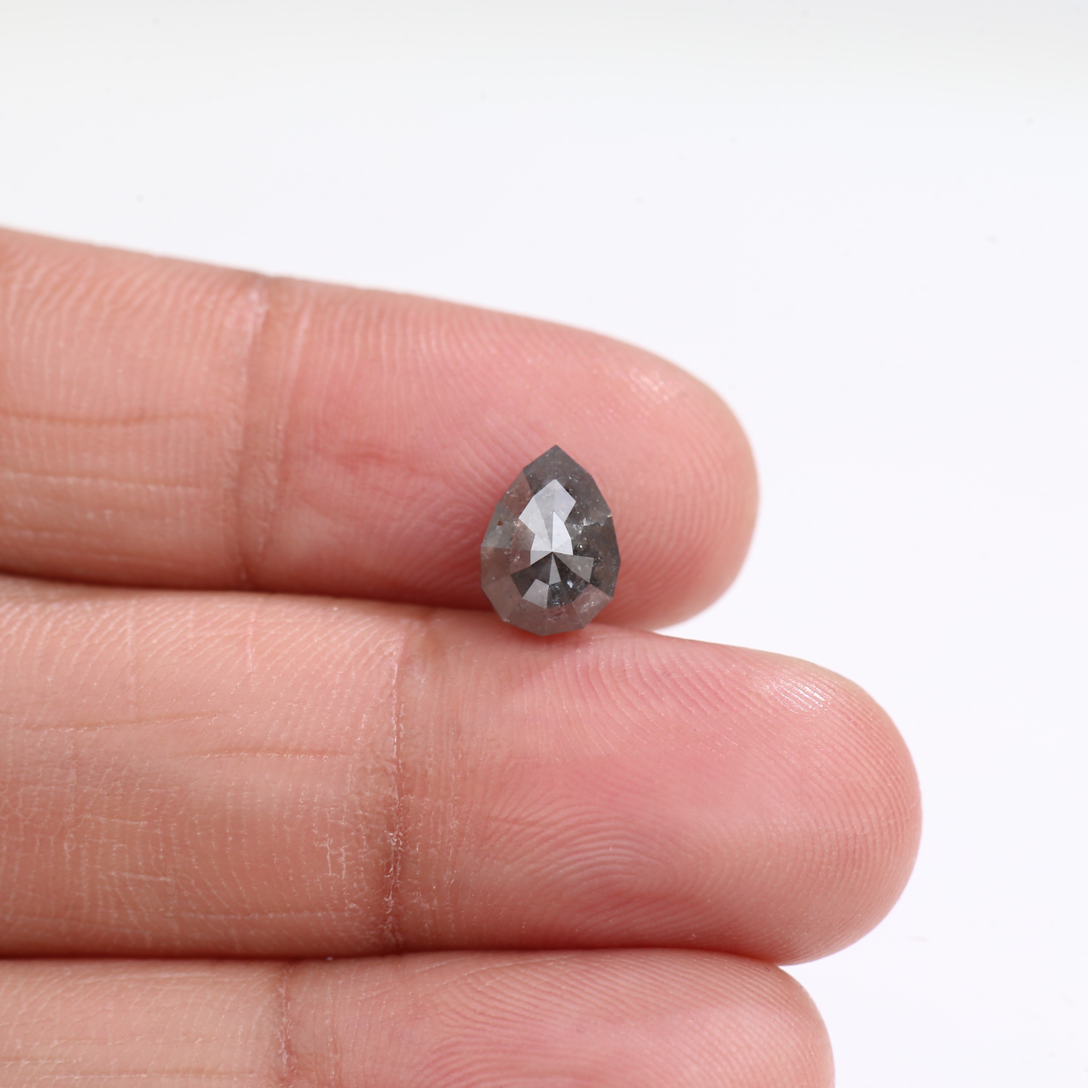 1.84 Carat Natural Gray Pear Cut Salt And Pepper Diamond 8.50 MM