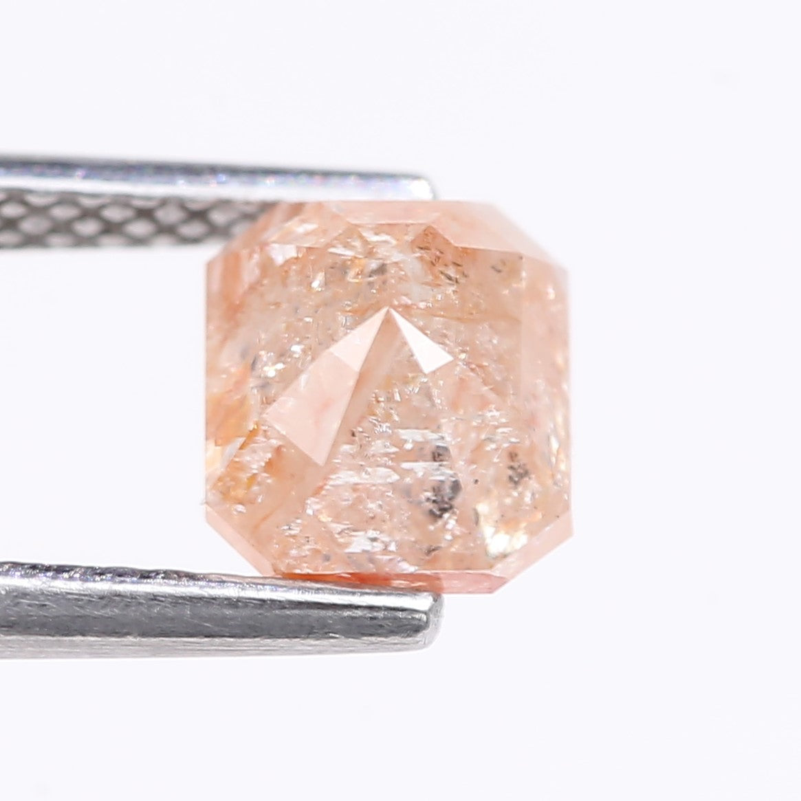 1.57 Carat Natural Orange Emerald Cut Salt And Pepper Diamond 6.10 MM
