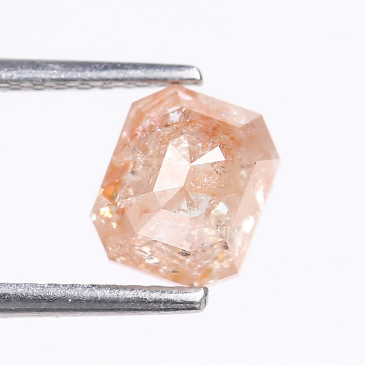 1.57 Carat Natural Orange Emerald Cut Salt And Pepper Diamond 6.10 MM