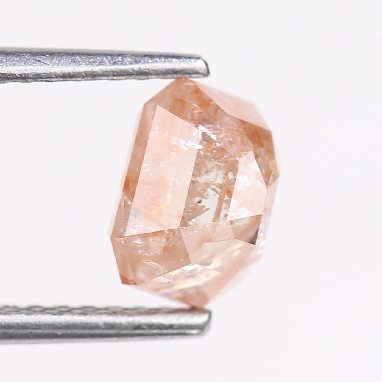 1.57 Carat Natural Orange Emerald Cut Salt And Pepper Diamond 6.10 MM