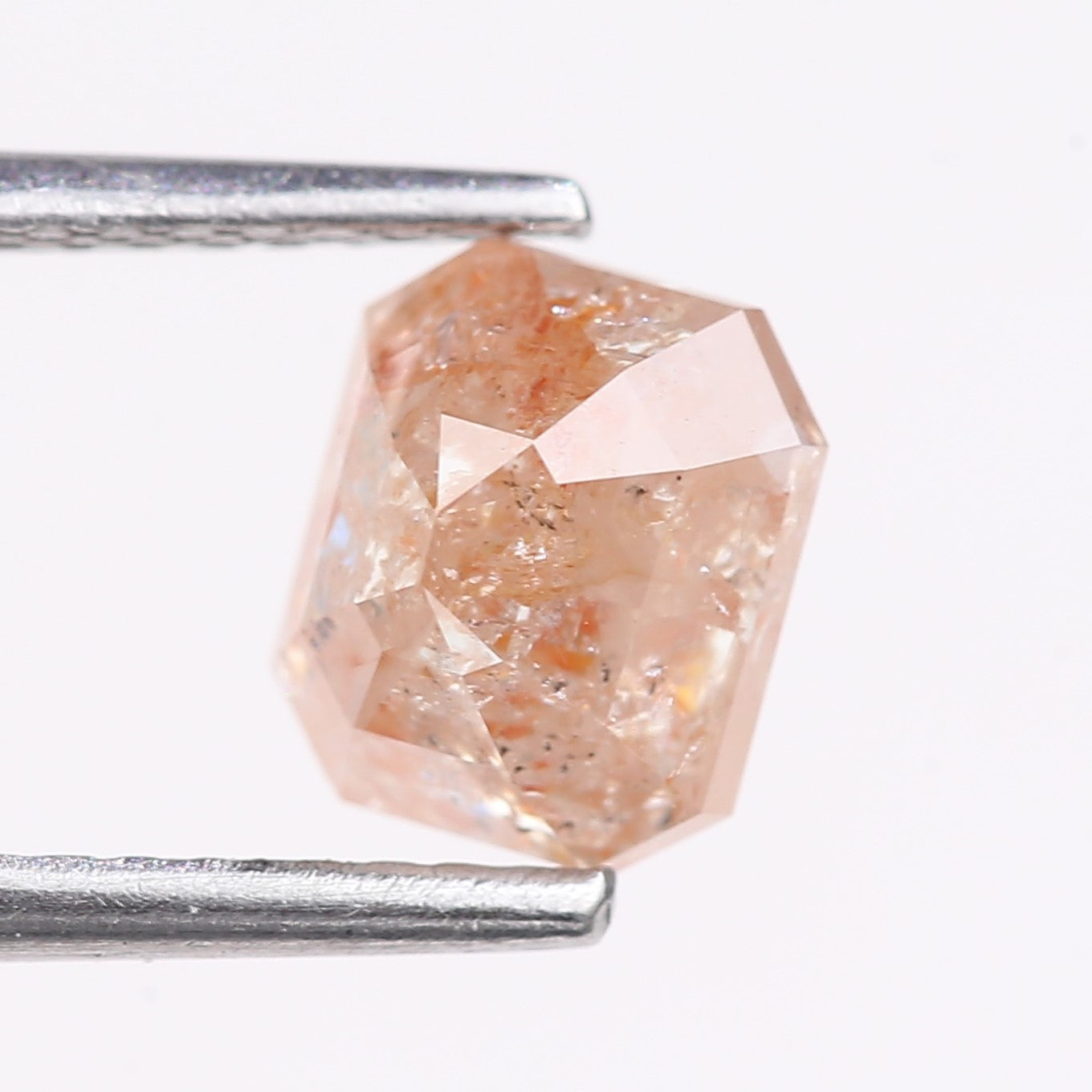 1.57 Carat Natural Orange Emerald Cut Salt And Pepper Diamond 6.10 MM