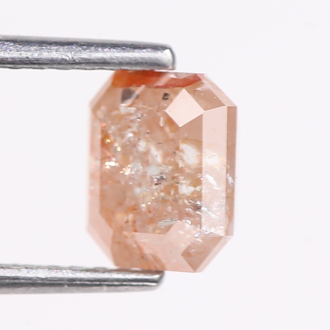1.57 Carat Natural Orange Emerald Cut Salt And Pepper Diamond 6.10 MM