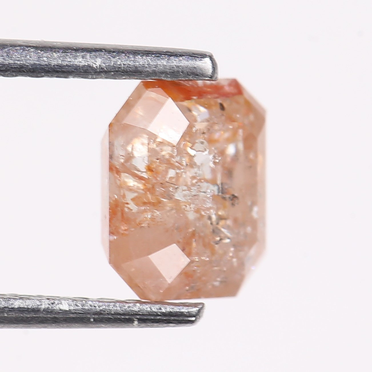 1.57 Carat Natural Orange Emerald Cut Salt And Pepper Diamond 6.10 MM