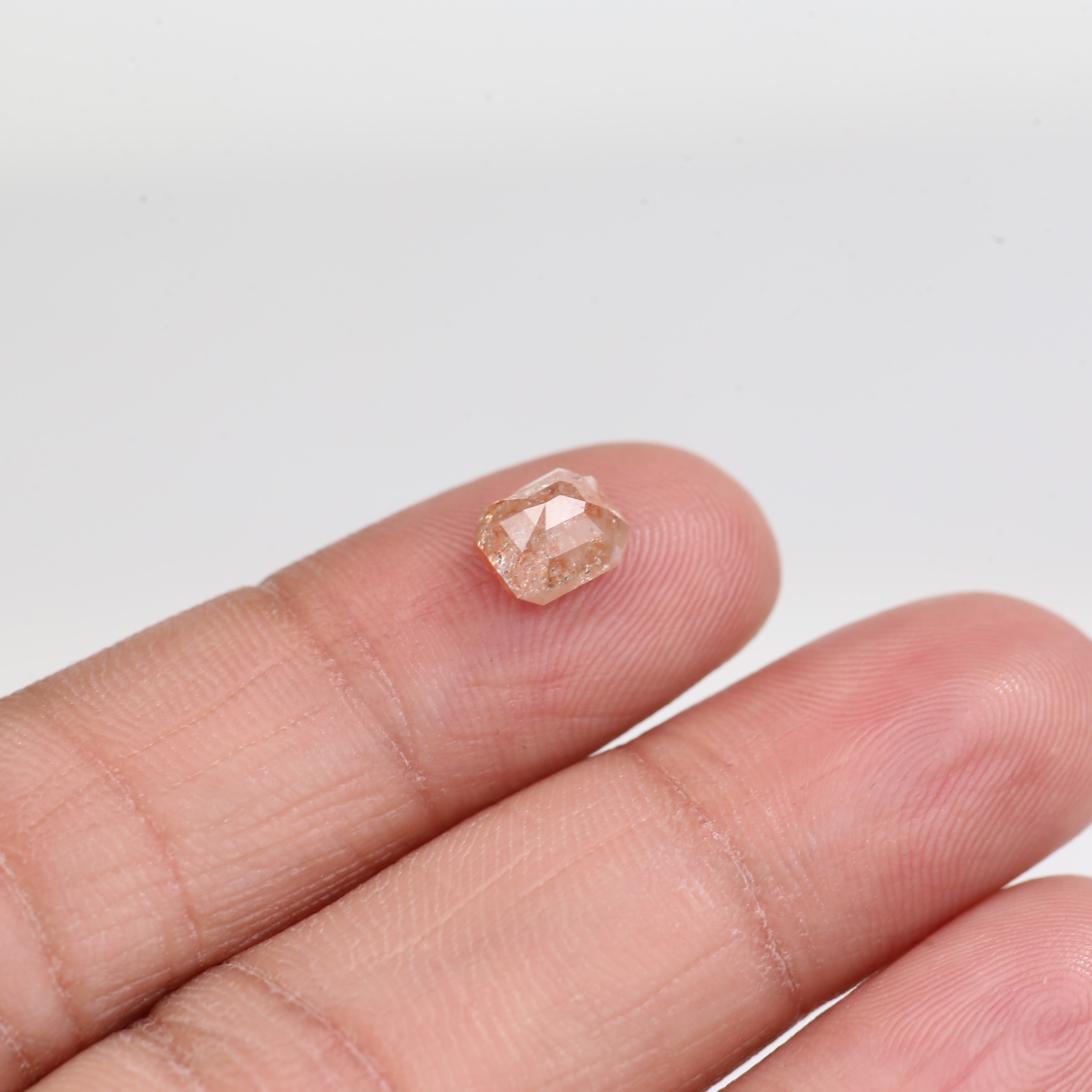 1.57 Carat Natural Orange Emerald Cut Salt And Pepper Diamond 6.10 MM