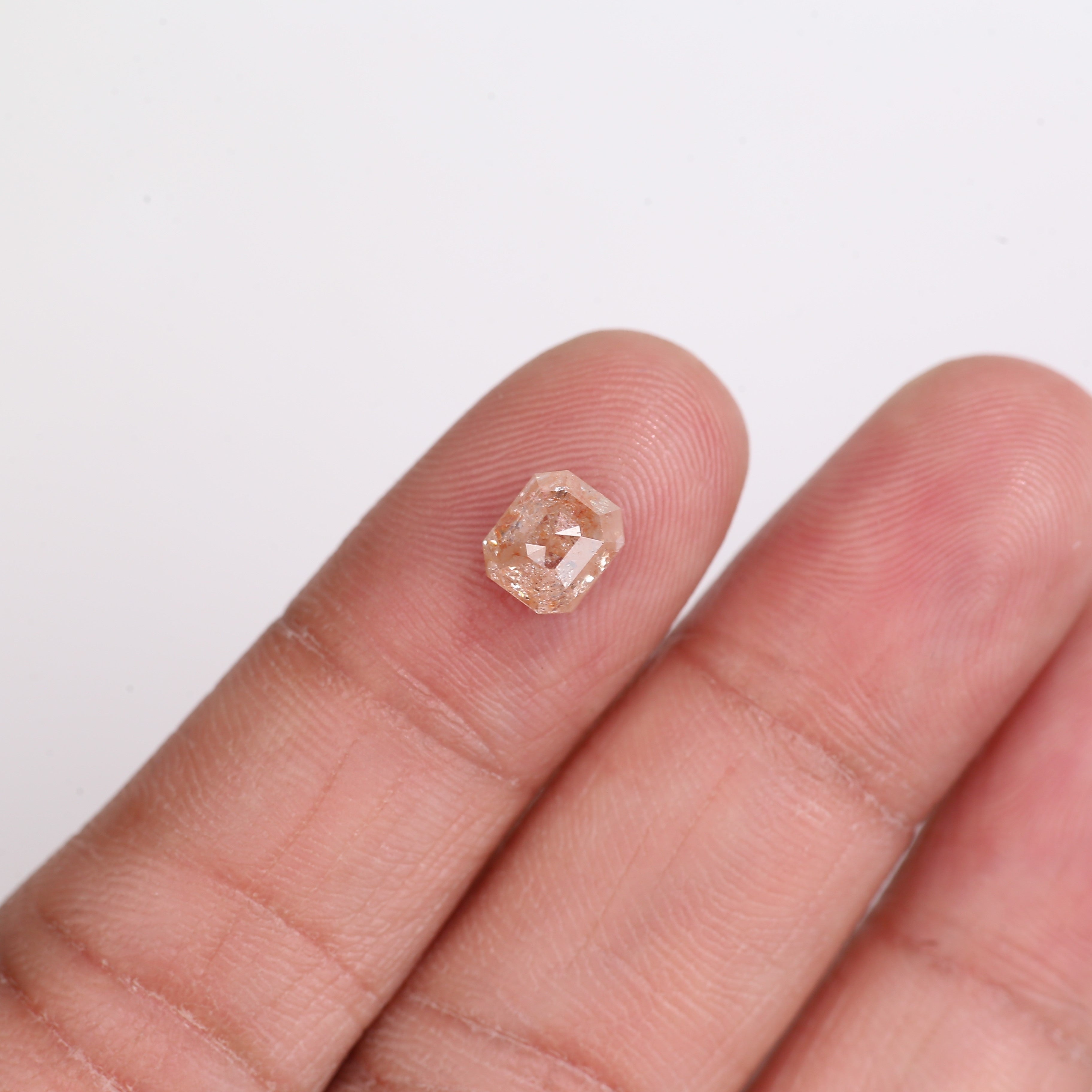 1.57 Carat Natural Orange Emerald Cut Salt And Pepper Diamond 6.10 MM