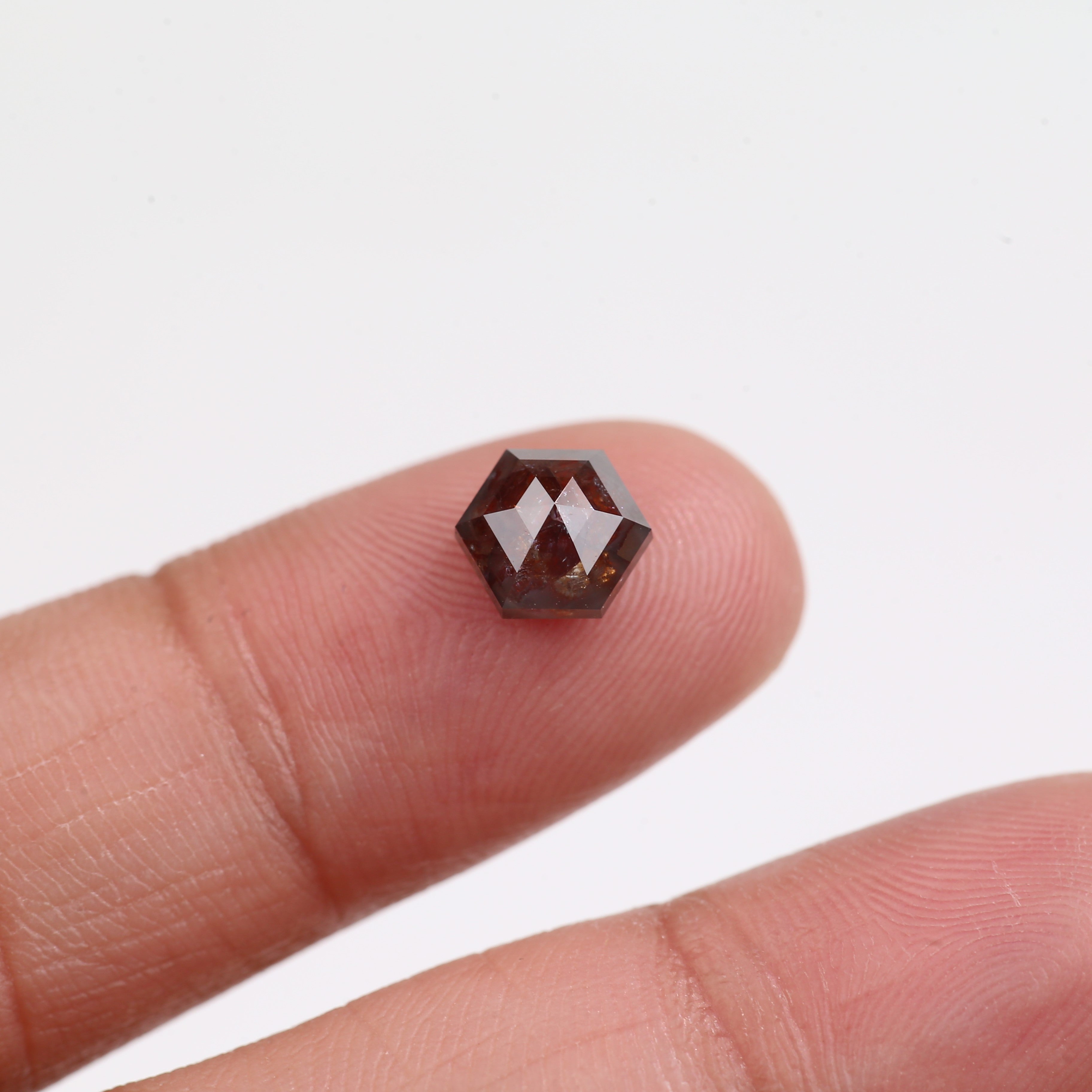 1.75 Carat Natural Red Hexagon Salt And Pepper Diamond 6.50 MM
