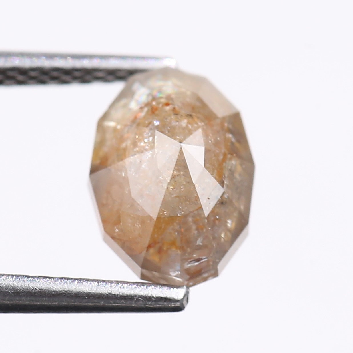 1.83 Carat Natural Orange Oval Cut Salt And Pepper Diamond 8.54 MM