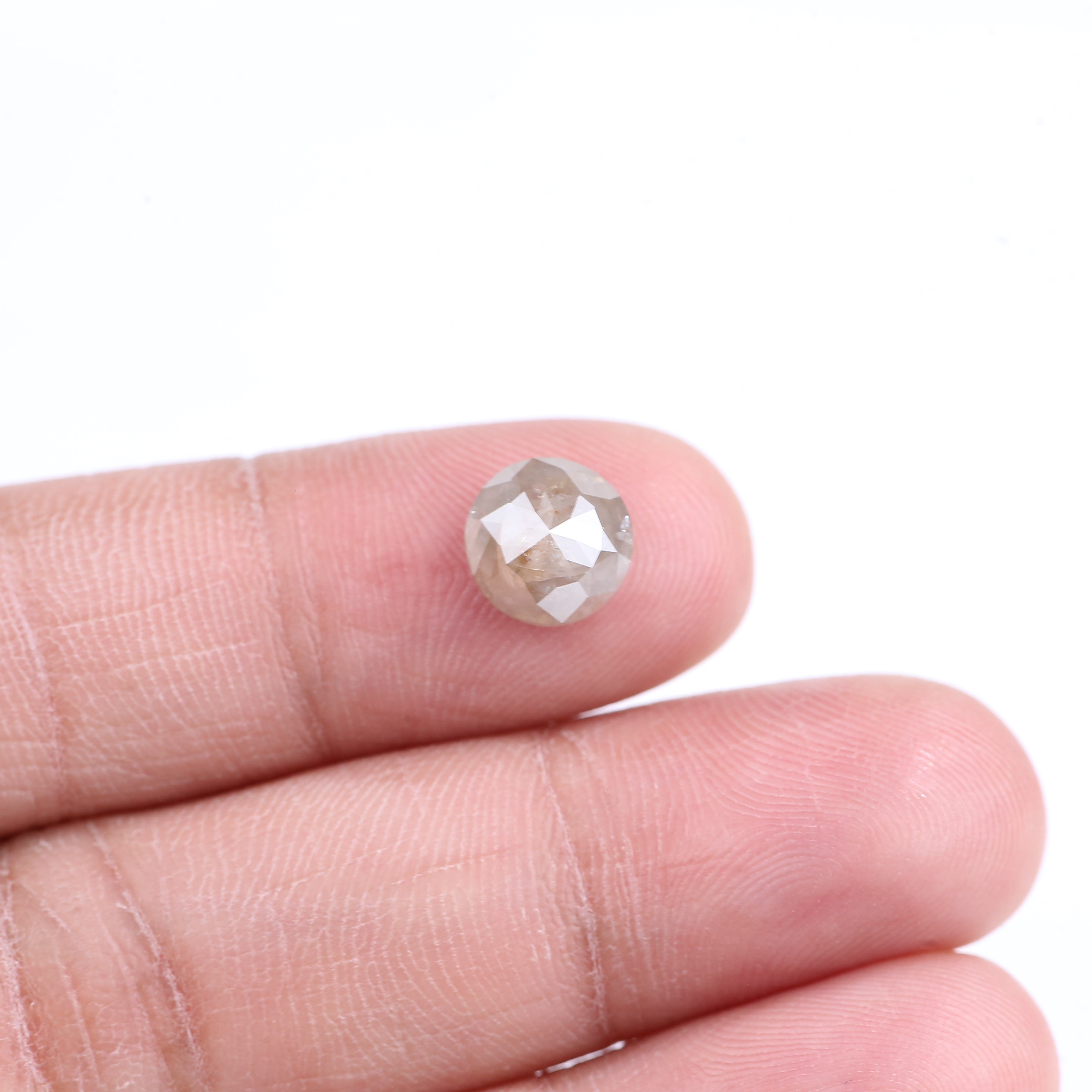 2.31 Carat Natural Gray Round Cut Salt And Pepper Diamond 8.00 MM