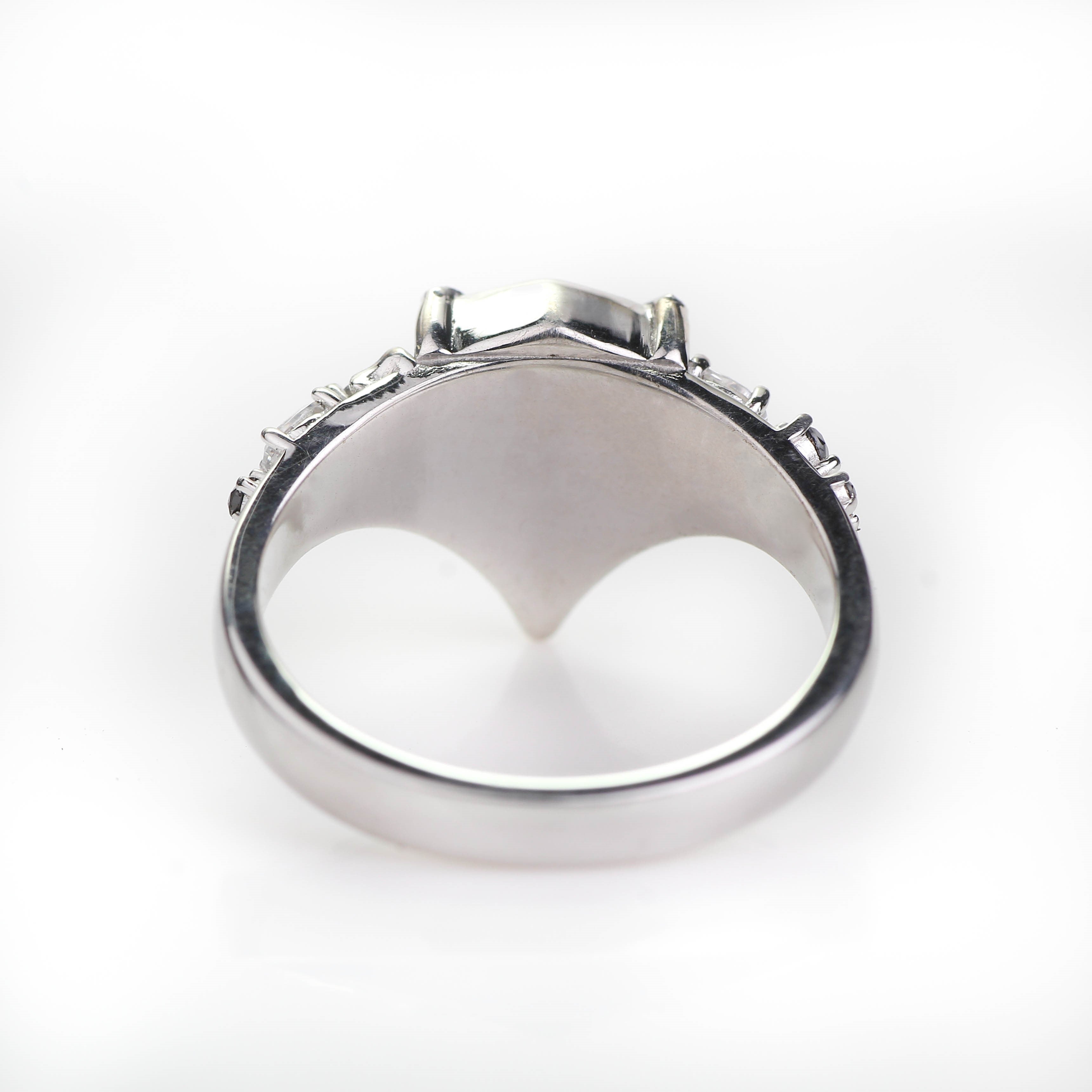 2 Carat Shield Black Diamond Pave Ring 14K White Gold