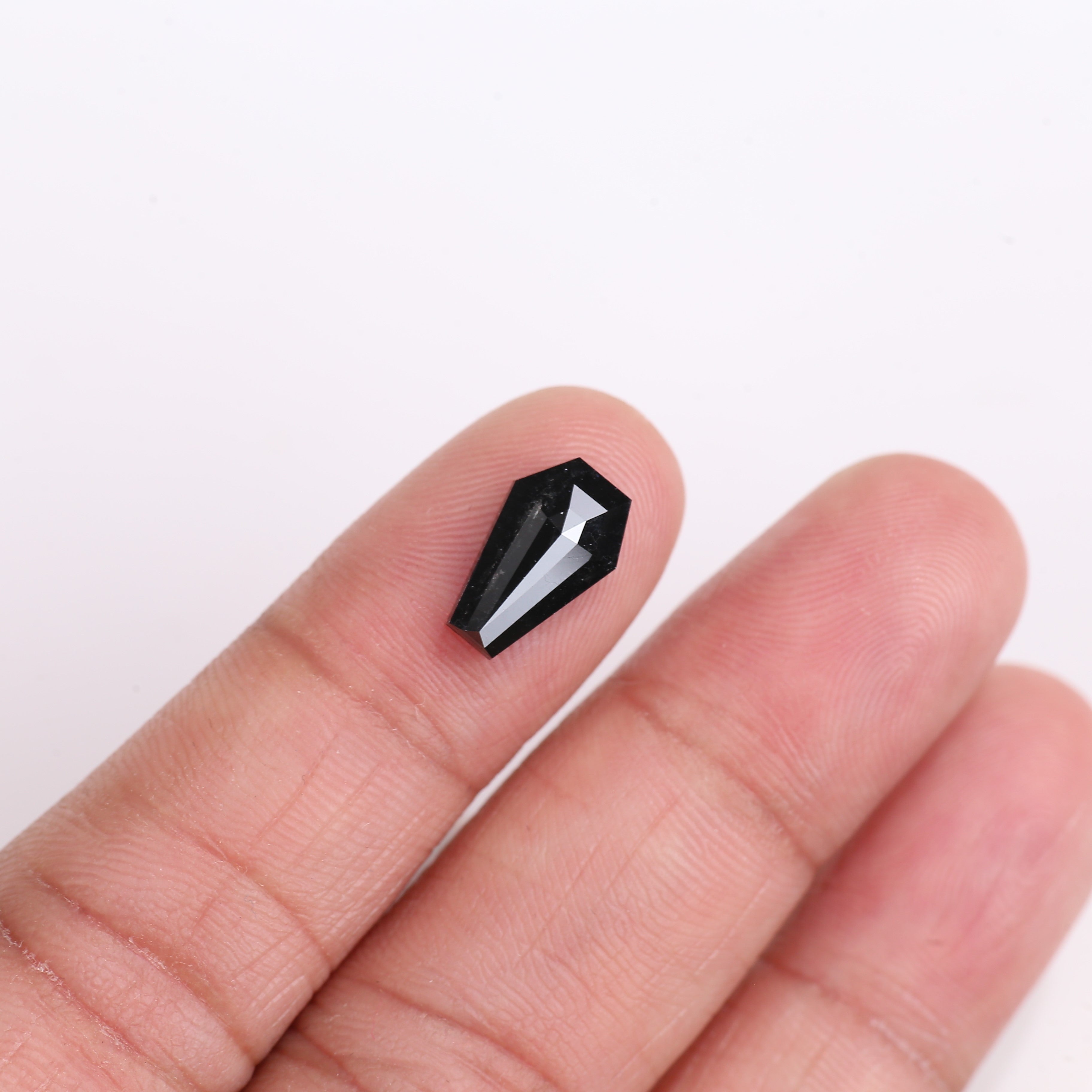 1.94 Carat Natural Black Coffin Cut Black Diamond 11.70 MM
