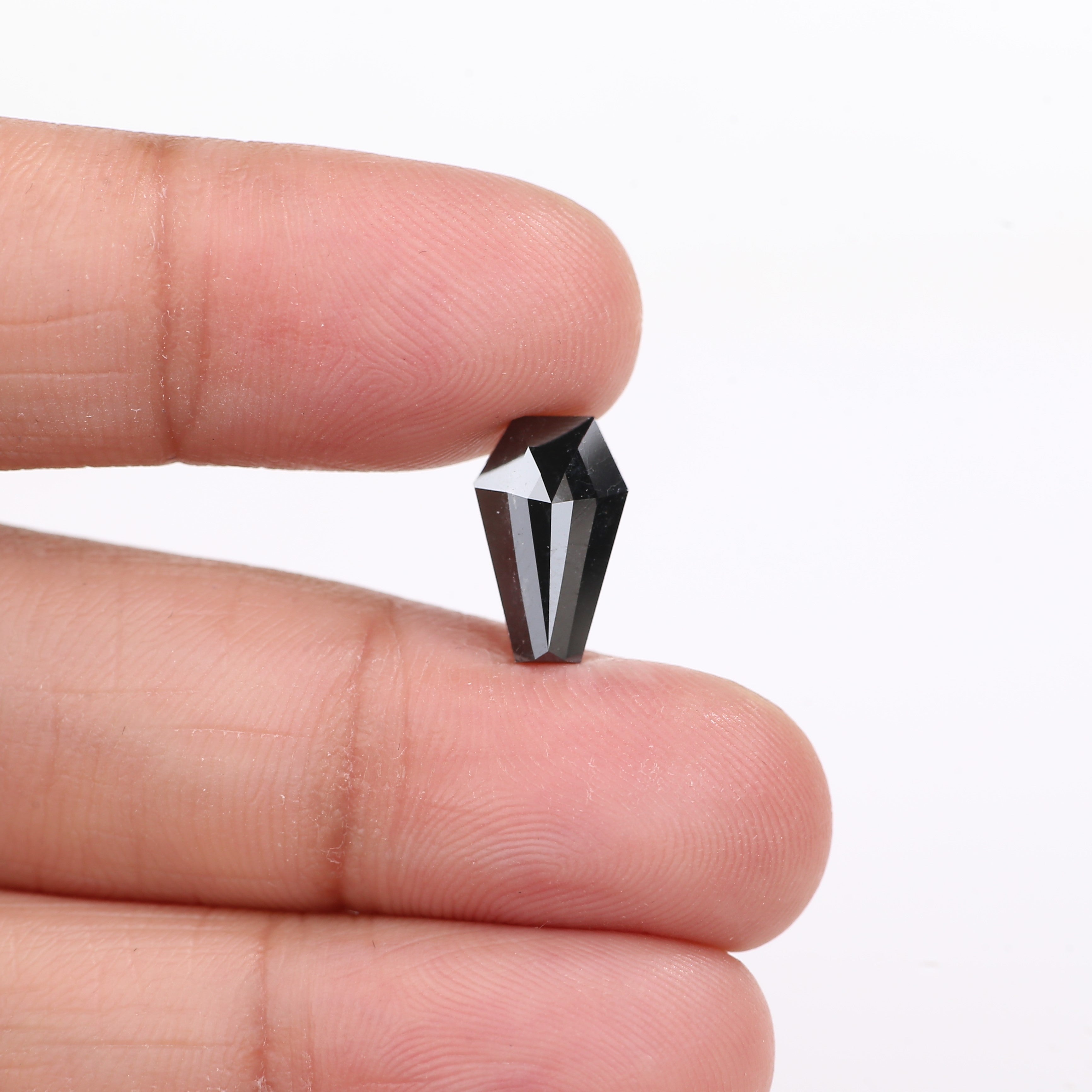 1.94 Carat Natural Black Coffin Cut Black Diamond 11.70 MM