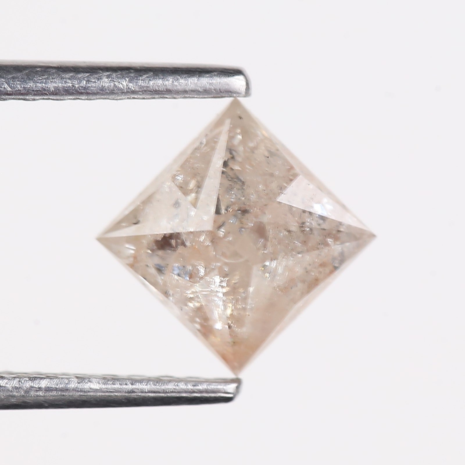 1.27 Carat Natural Light Gray Princess Cut Salt And Pepper Diamond 5.60 MM