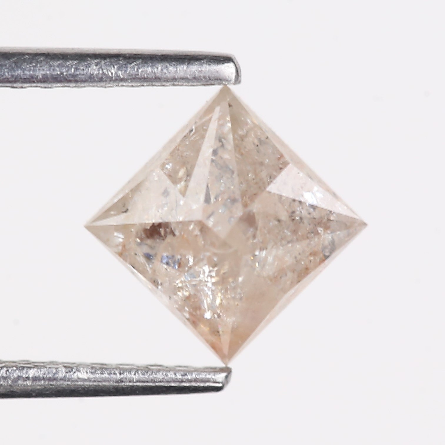 1.27 Carat Natural Light Gray Princess Cut Salt And Pepper Diamond 5.60 MM