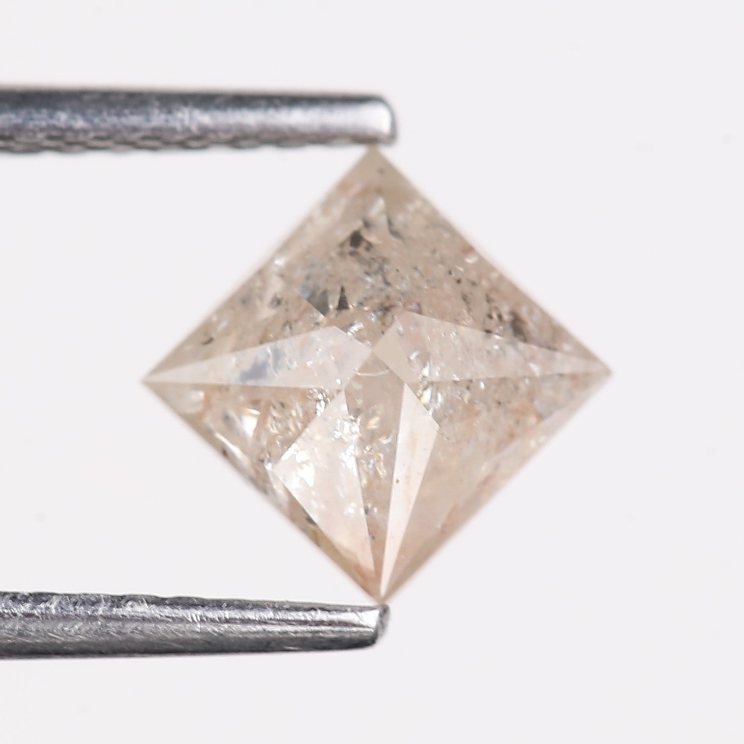 1.27 Carat Natural Light Gray Princess Cut Salt And Pepper Diamond 5.60 MM