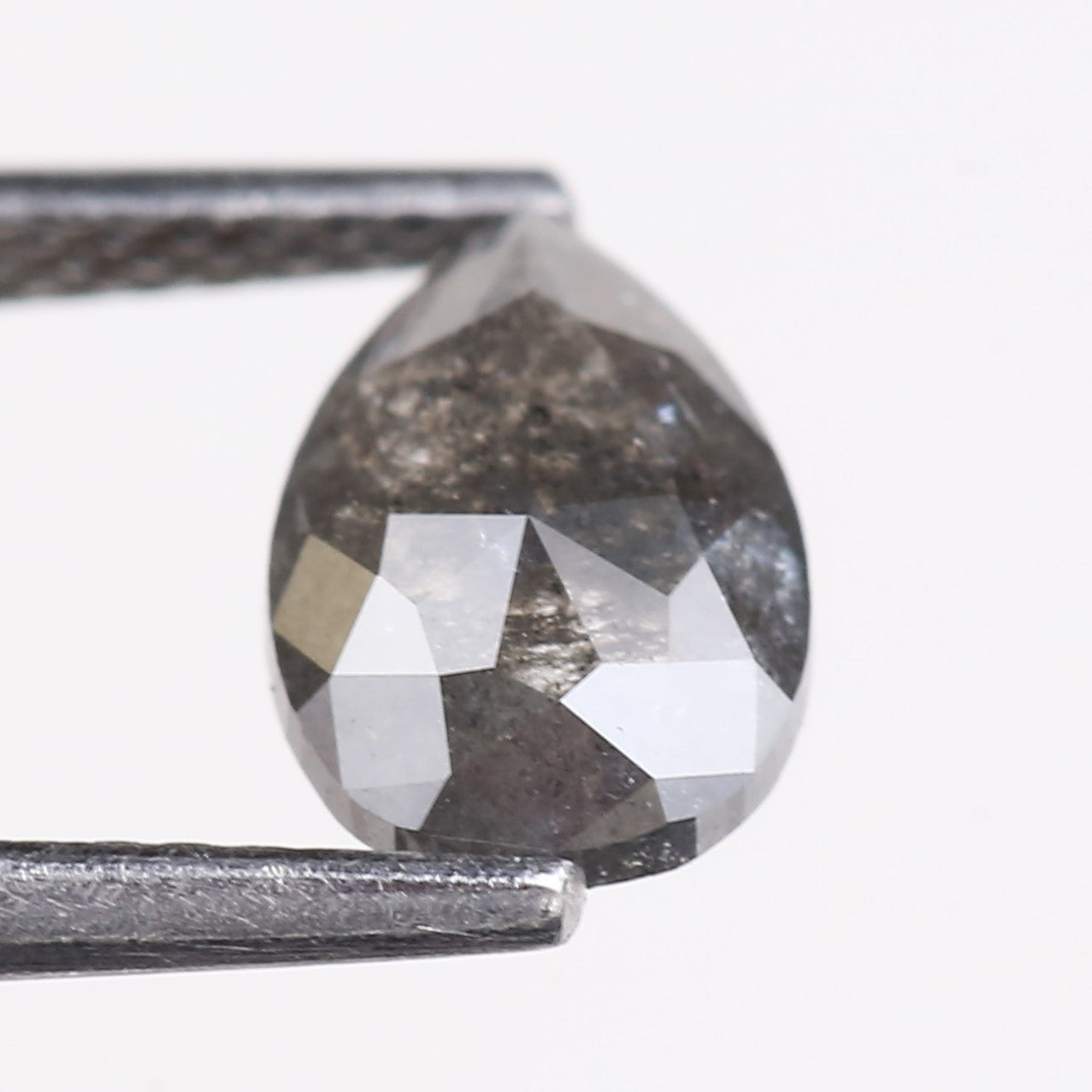 1.14 Carat Natural Gray Pear Rosecut Salt And Pepper Diamond 8.23 MM