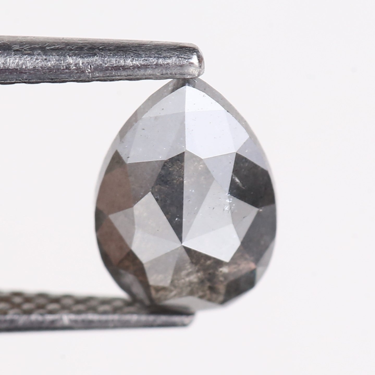 1.14 Carat Natural Gray Pear Rosecut Salt And Pepper Diamond 8.23 MM