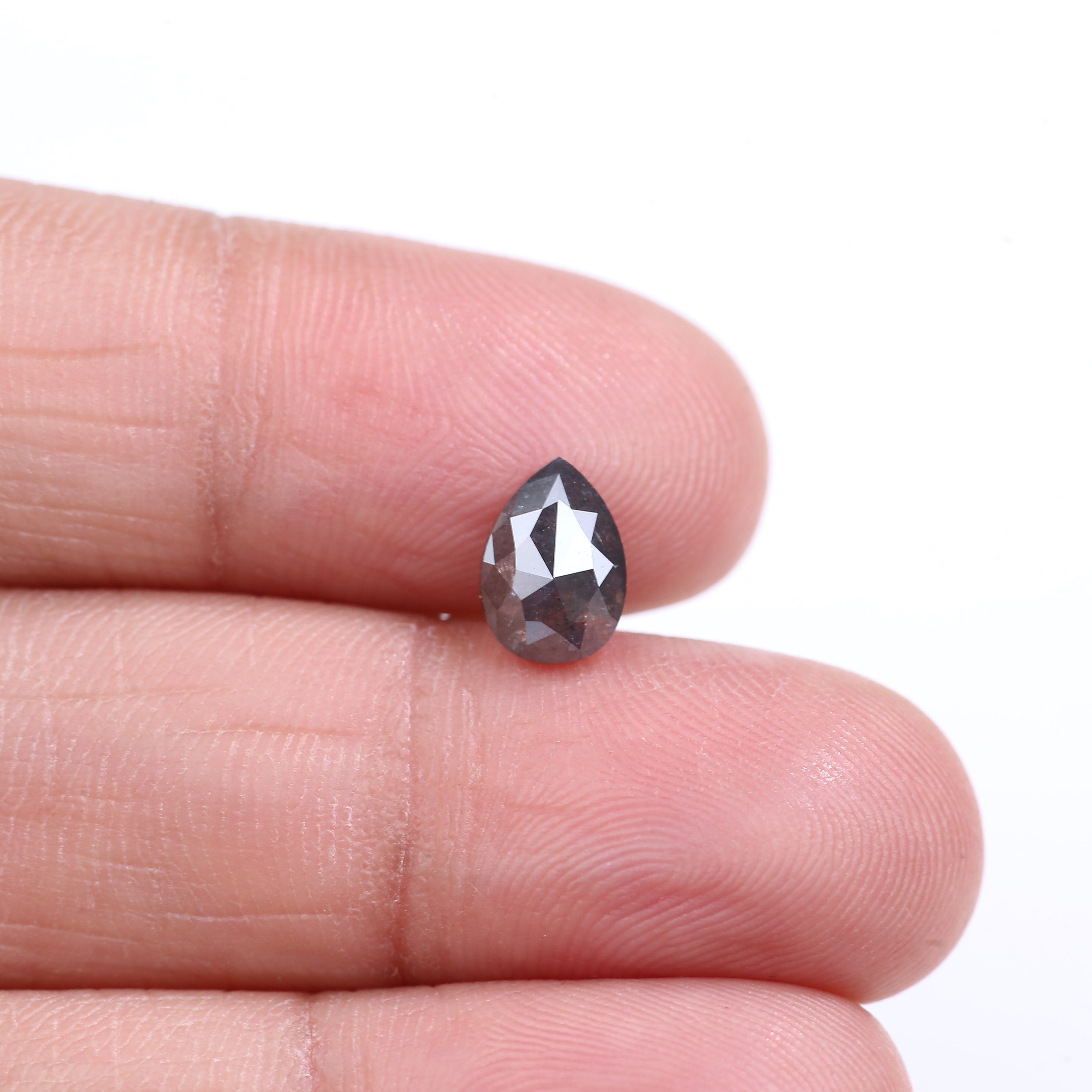 1.14 Carat Natural Gray Pear Rosecut Salt And Pepper Diamond 8.23 MM