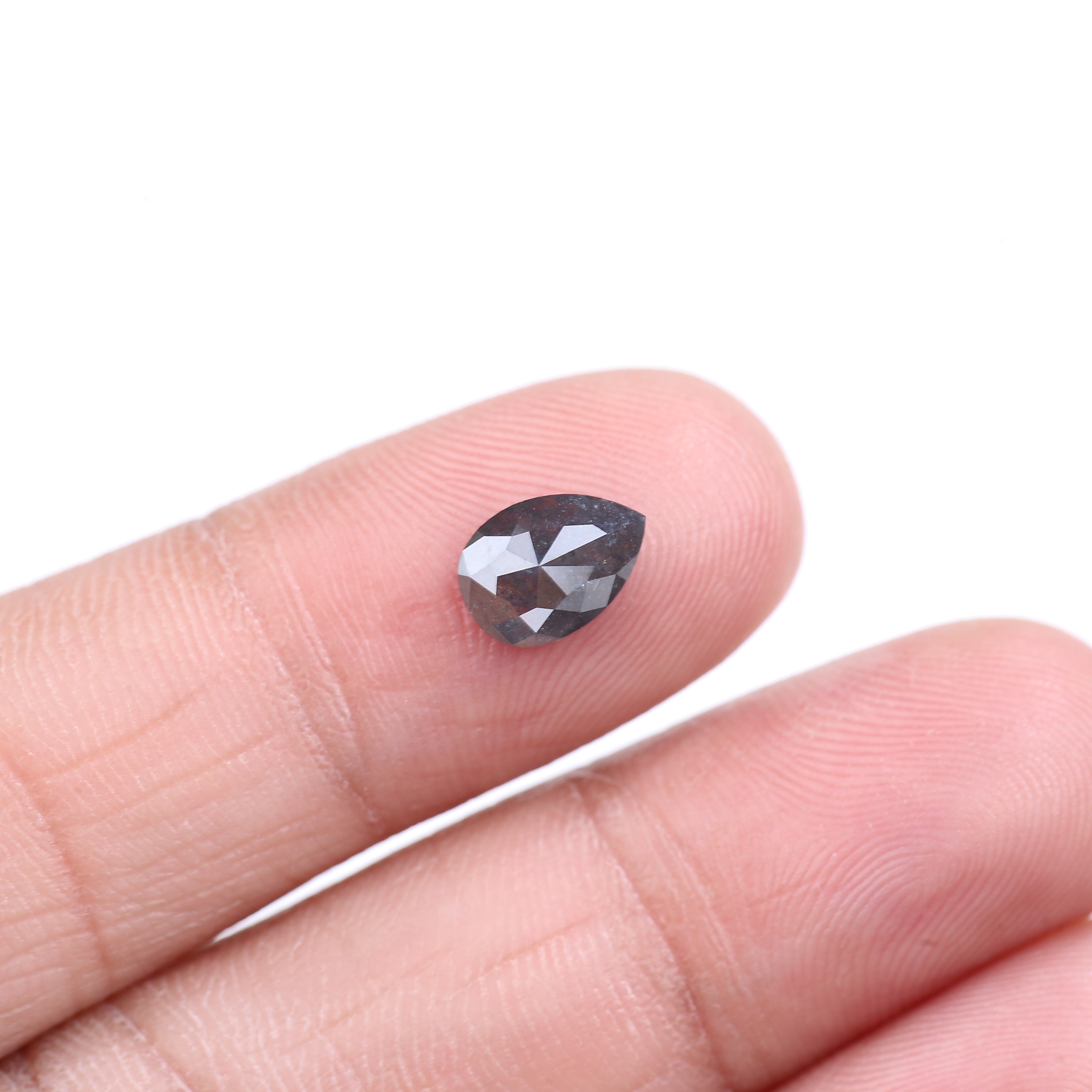 1.14 Carat Natural Gray Pear Rosecut Salt And Pepper Diamond 8.23 MM