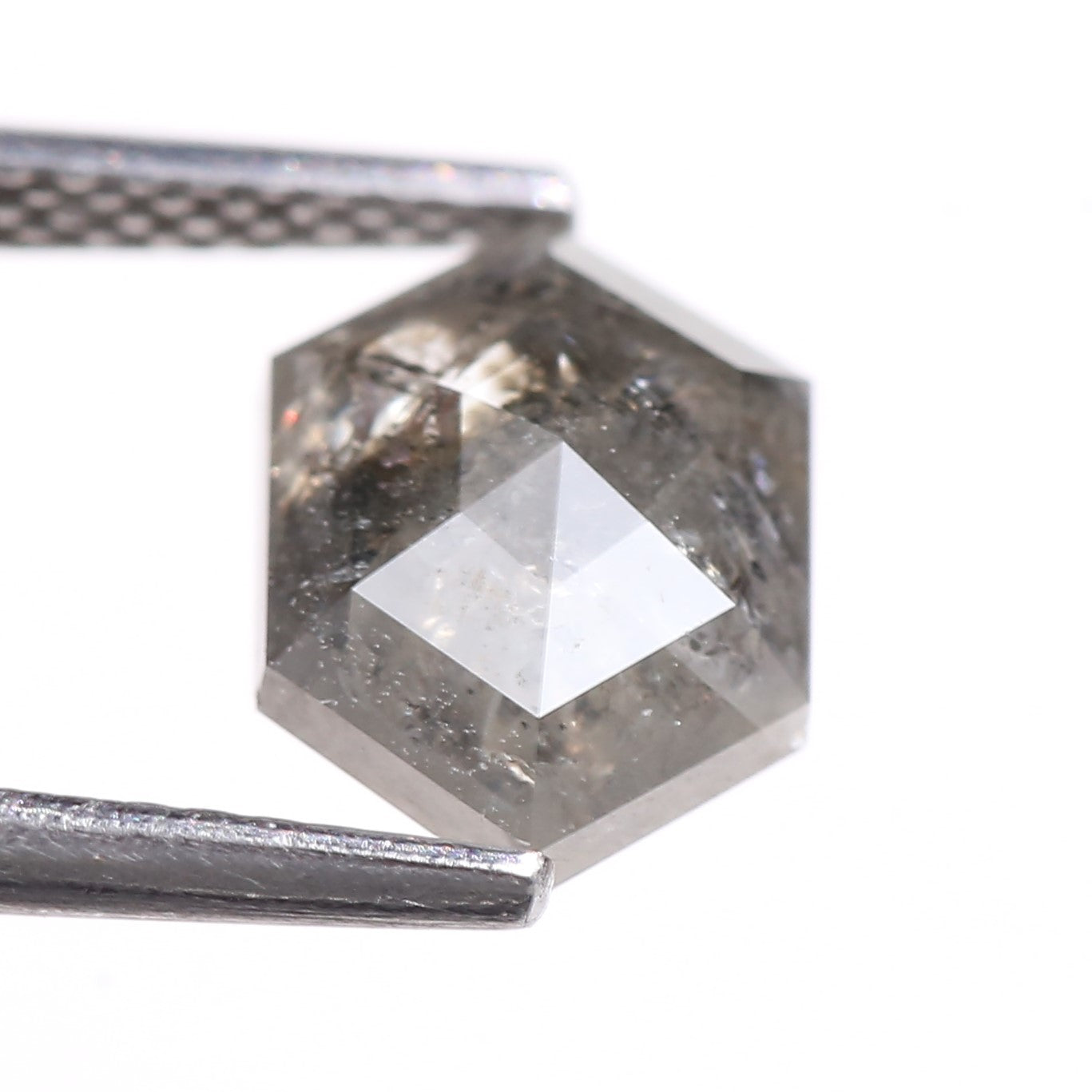 2.17 Carat Natural Gray Hexagon Cut Salt And Pepper Diamond 9.30 MM