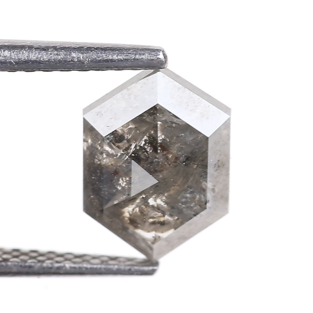 2.17 Carat Natural Gray Hexagon Cut Salt And Pepper Diamond 9.30 MM