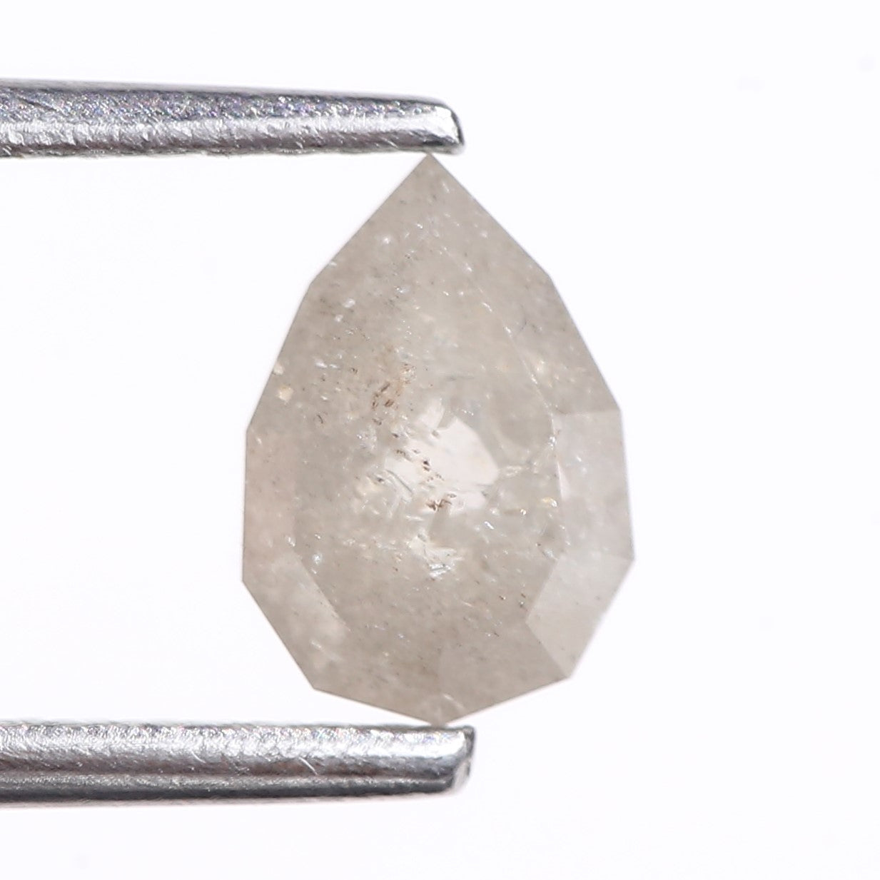 0.85 Carat Natural Gray Pear Cut Salt And Pepper Diamond 7 MM