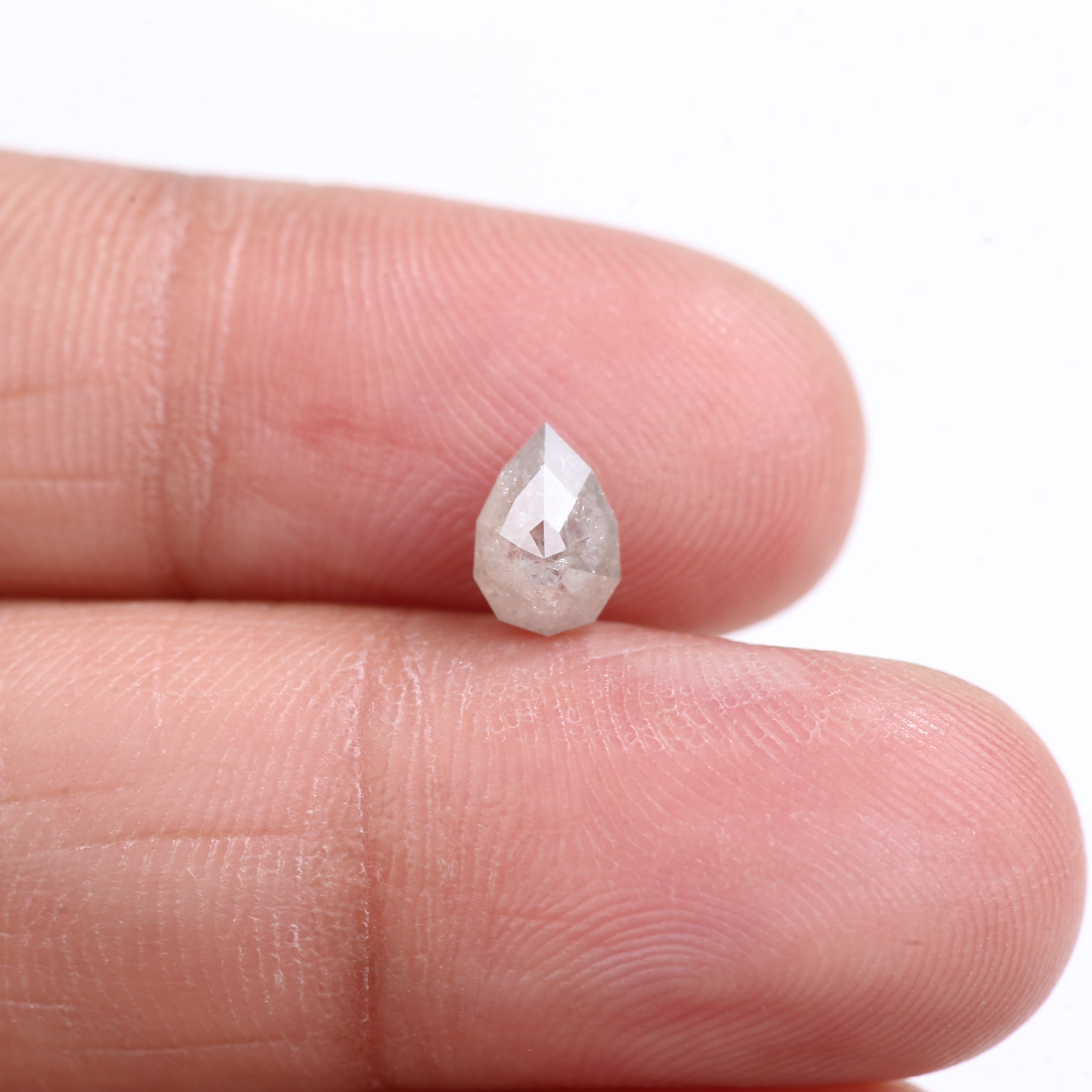 0.85 Carat Natural Gray Pear Cut Salt And Pepper Diamond 7 MM
