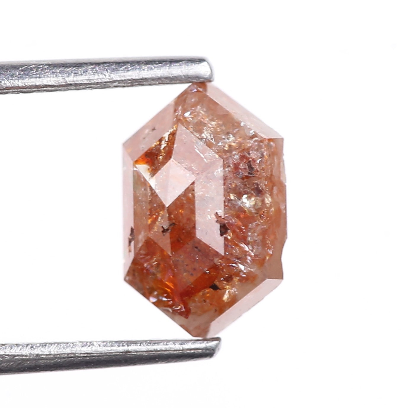 1.34 Carat Natural Orange Hexagon Cut Salt And Pepper Diamond 8.30 MM