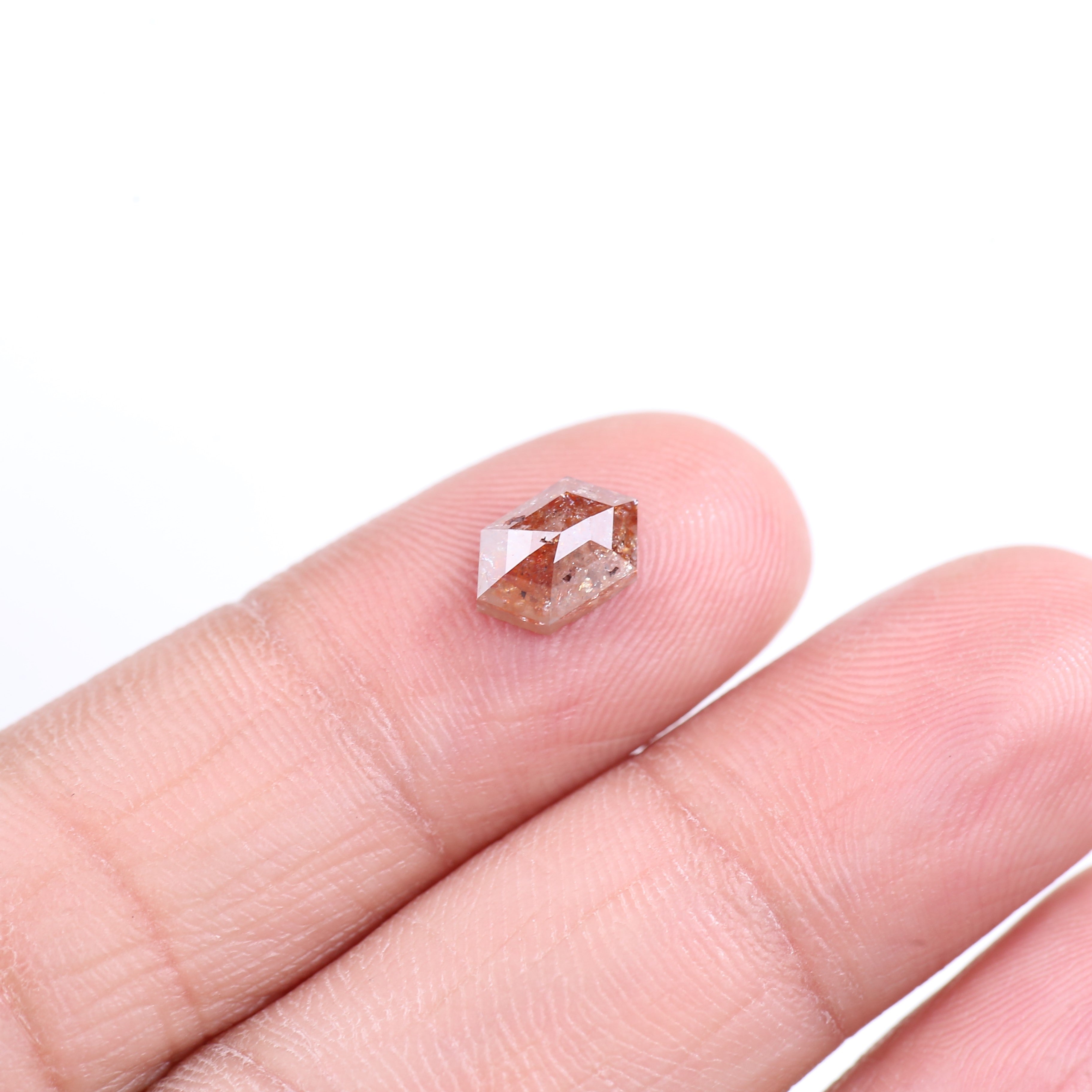 1.34 Carat Natural Orange Hexagon Cut Salt And Pepper Diamond 8.30 MM