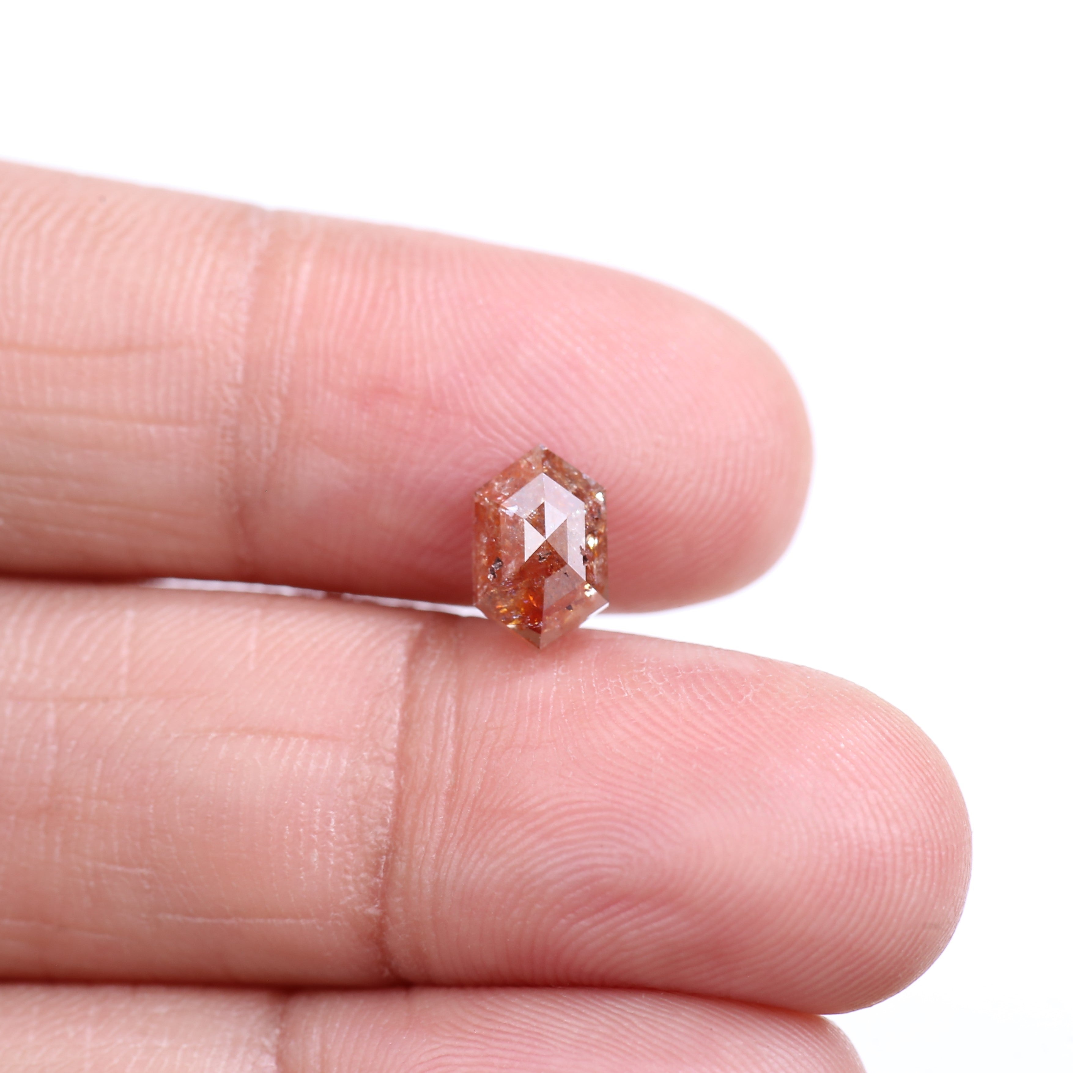 1.34 Carat Natural Orange Hexagon Cut Salt And Pepper Diamond 8.30 MM