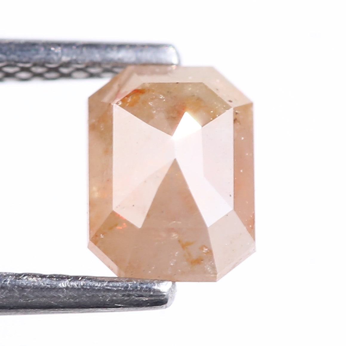 1.03 Carat Natural Peach Emerald Cut Salt And Pepper Diamond 6.63 MM