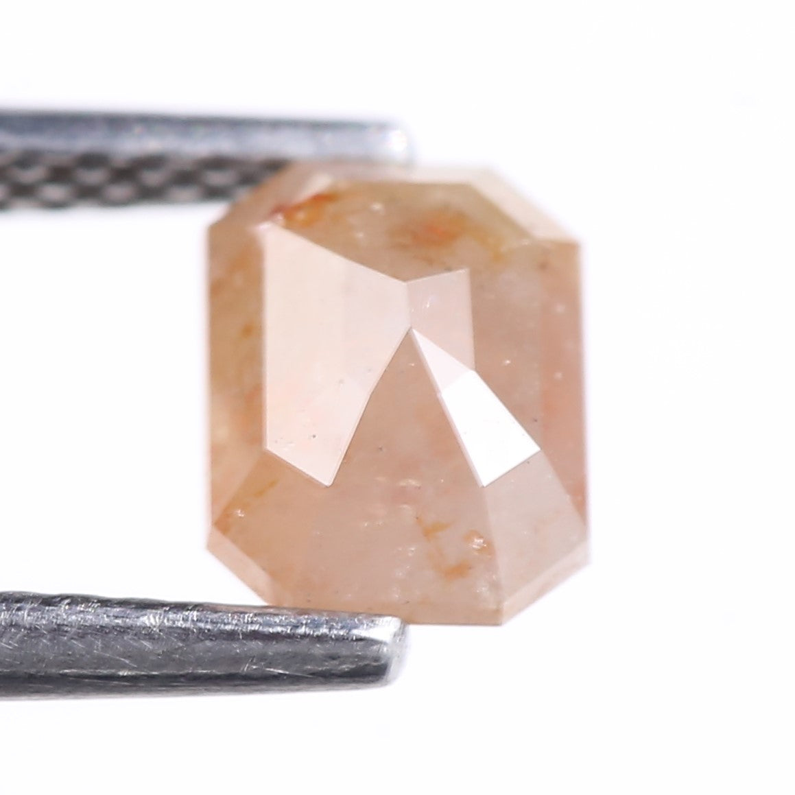 1.03 Carat Natural Peach Emerald Cut Salt And Pepper Diamond 6.63 MM