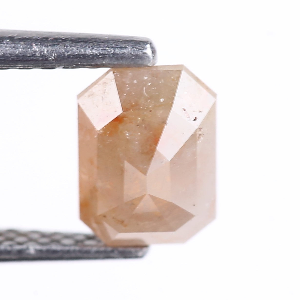 1.03 Carat Natural Peach Emerald Cut Salt And Pepper Diamond 6.63 MM