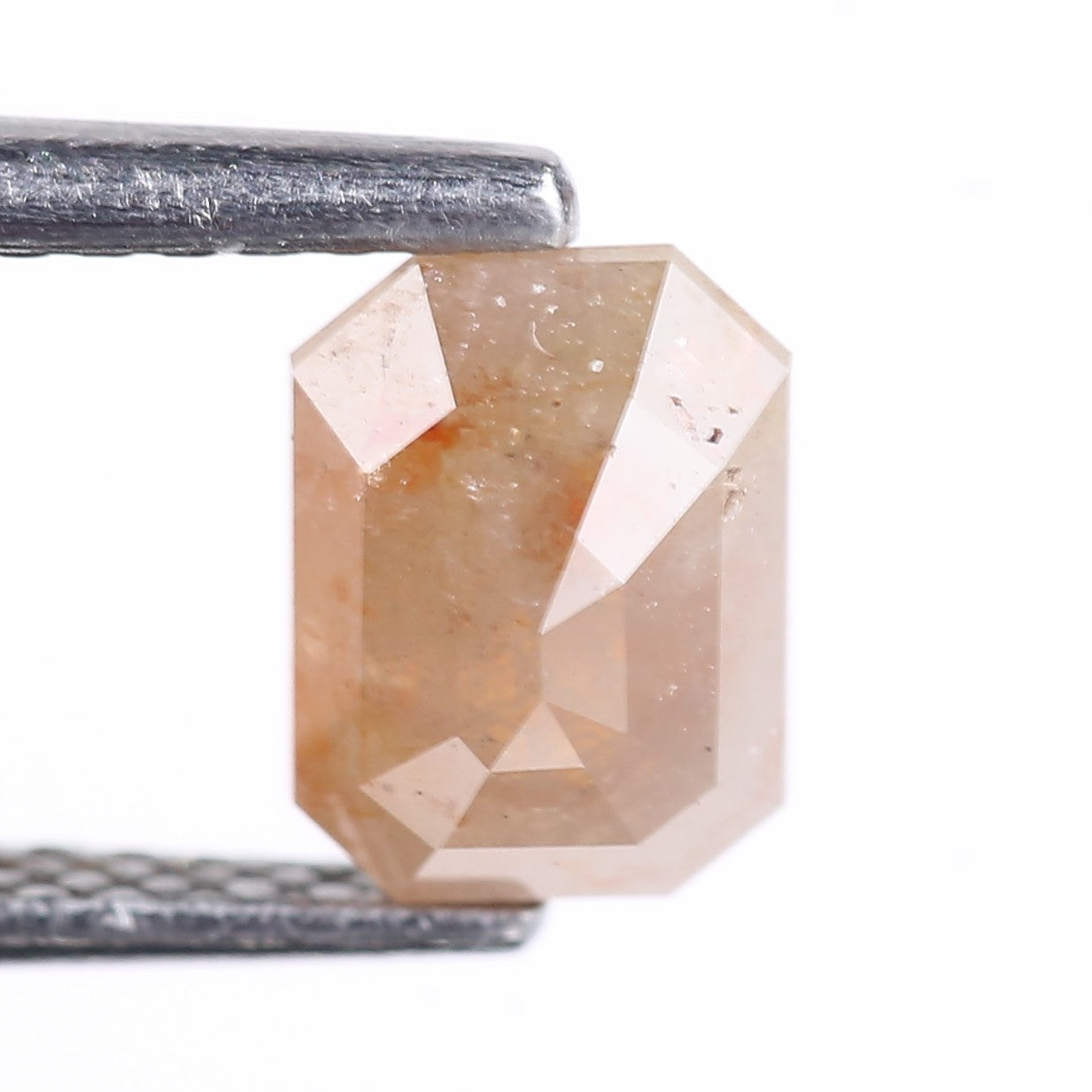 1.03 Carat Natural Peach Emerald Cut Salt And Pepper Diamond 6.63 MM