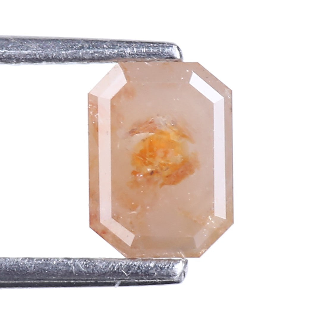 1.03 Carat Natural Peach Emerald Cut Salt And Pepper Diamond 6.63 MM