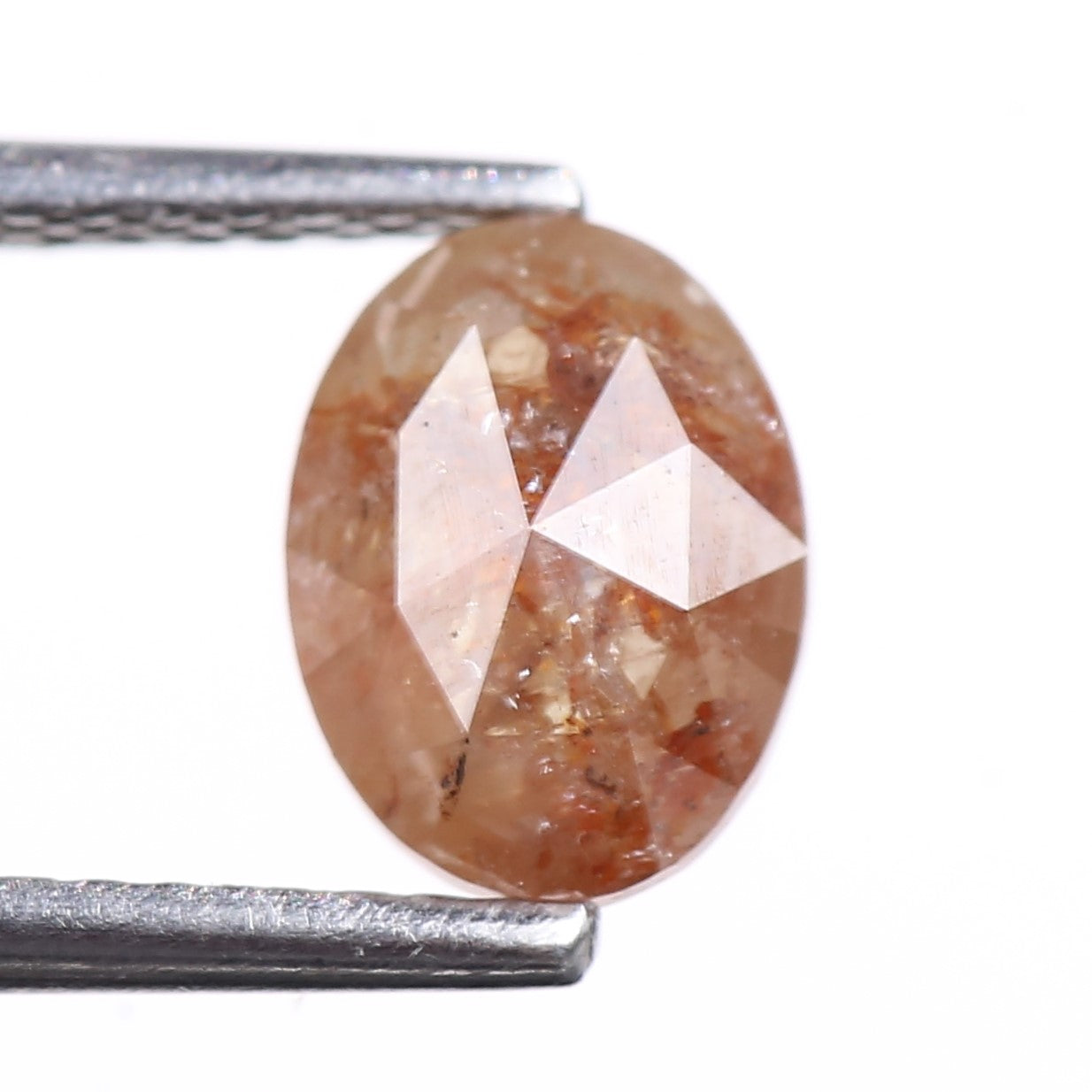1.38 Carat Natural Orange Oval Rosecut Salt And Pepper Diamond 7.65 MM