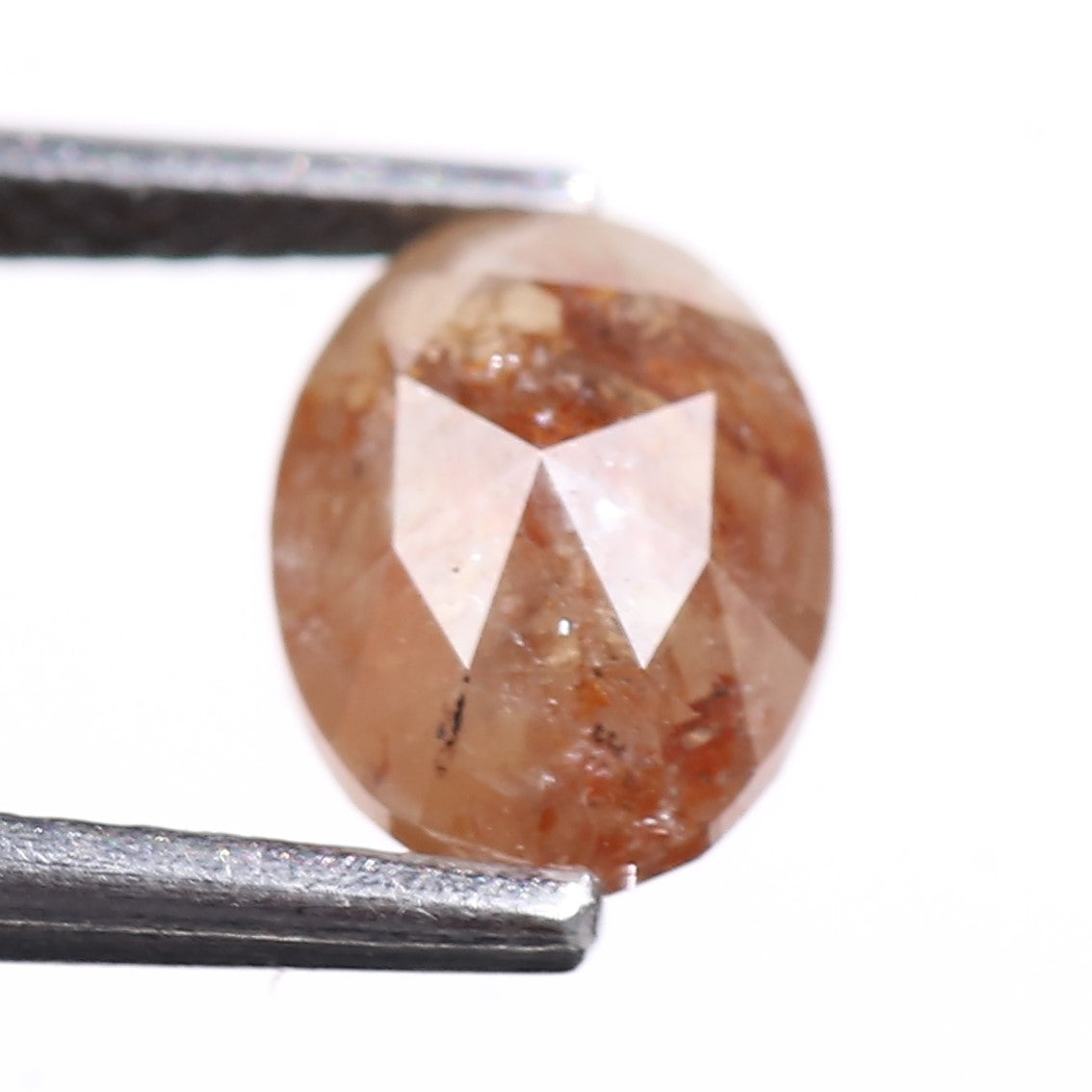 1.38 Carat Natural Orange Oval Rosecut Salt And Pepper Diamond 7.65 MM