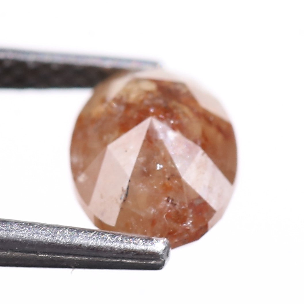 1.38 Carat Natural Orange Oval Rosecut Salt And Pepper Diamond 7.65 MM