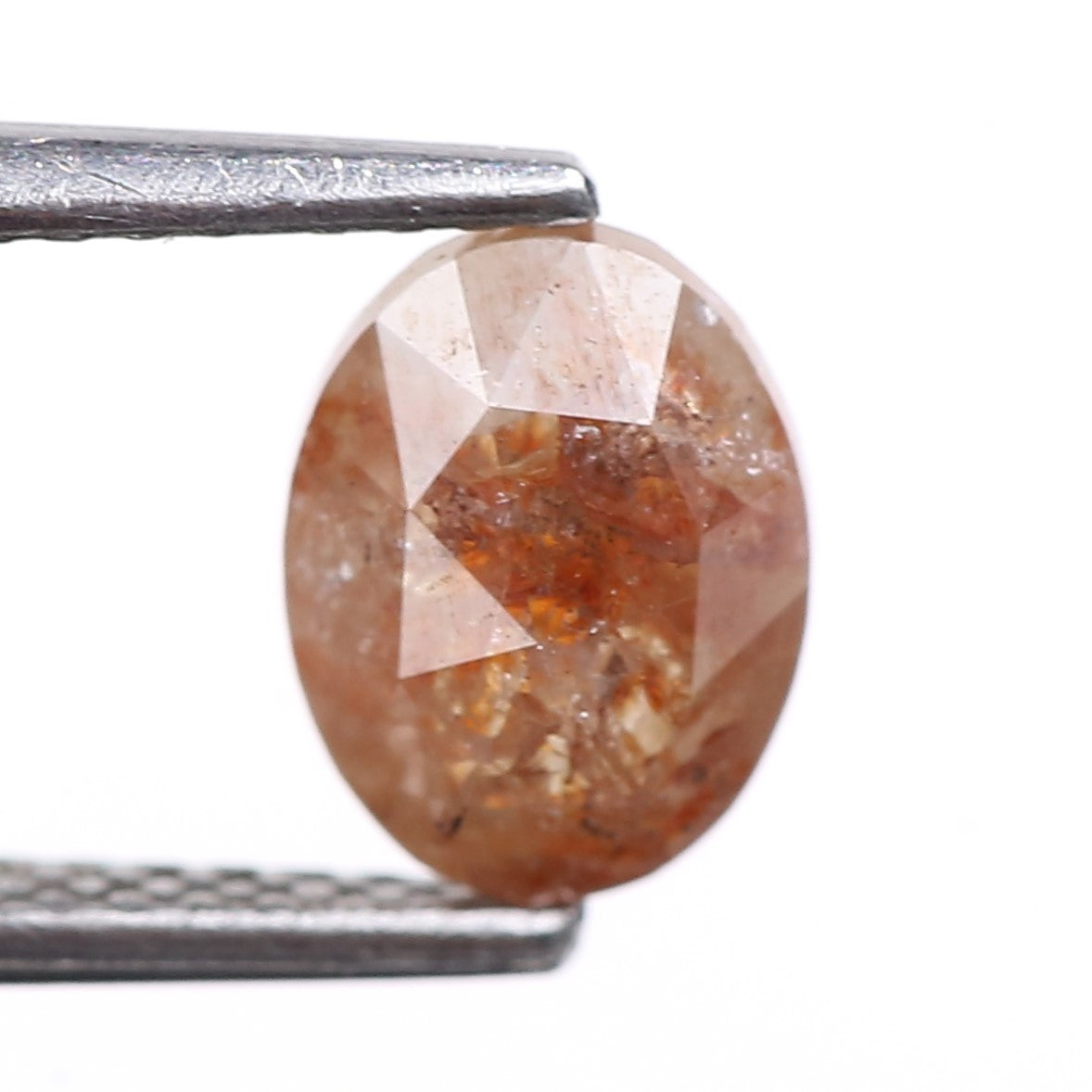 1.38 Carat Natural Orange Oval Rosecut Salt And Pepper Diamond 7.65 MM