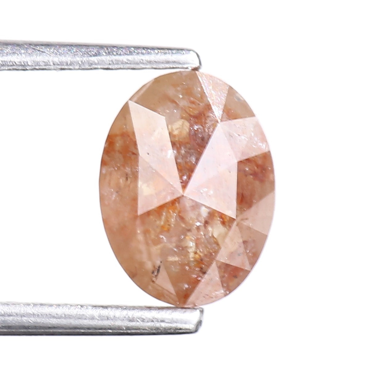 1.38 Carat Natural Orange Oval Rosecut Salt And Pepper Diamond 7.65 MM