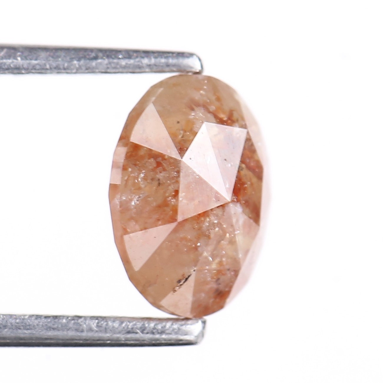 1.38 Carat Natural Orange Oval Rosecut Salt And Pepper Diamond 7.65 MM