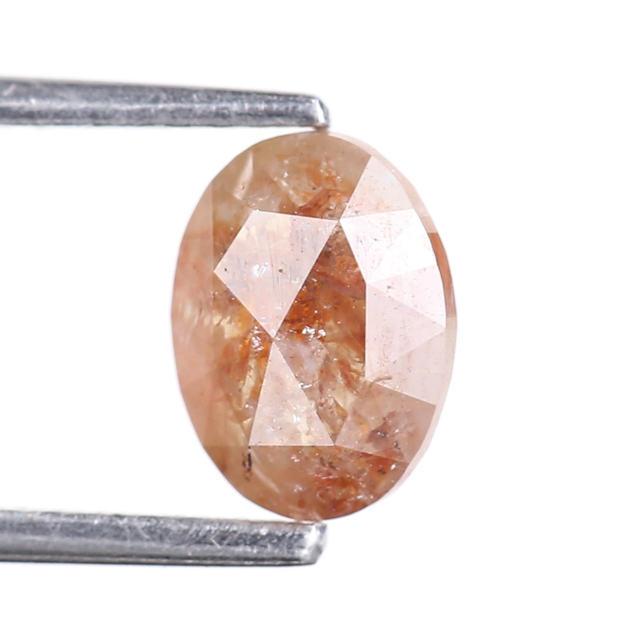 1.38 Carat Natural Orange Oval Rosecut Salt And Pepper Diamond 7.65 MM