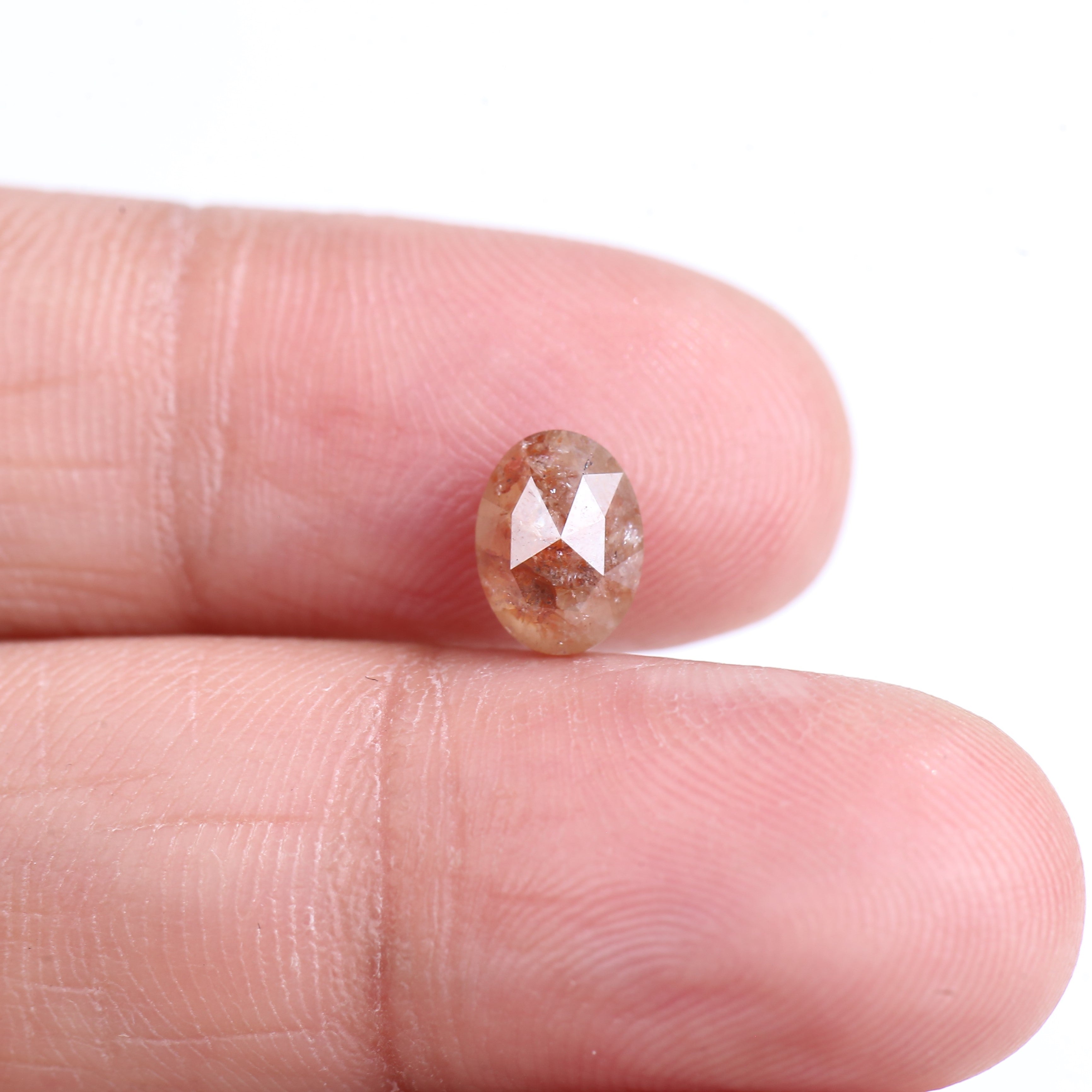 1.38 Carat Natural Orange Oval Rosecut Salt And Pepper Diamond 7.65 MM